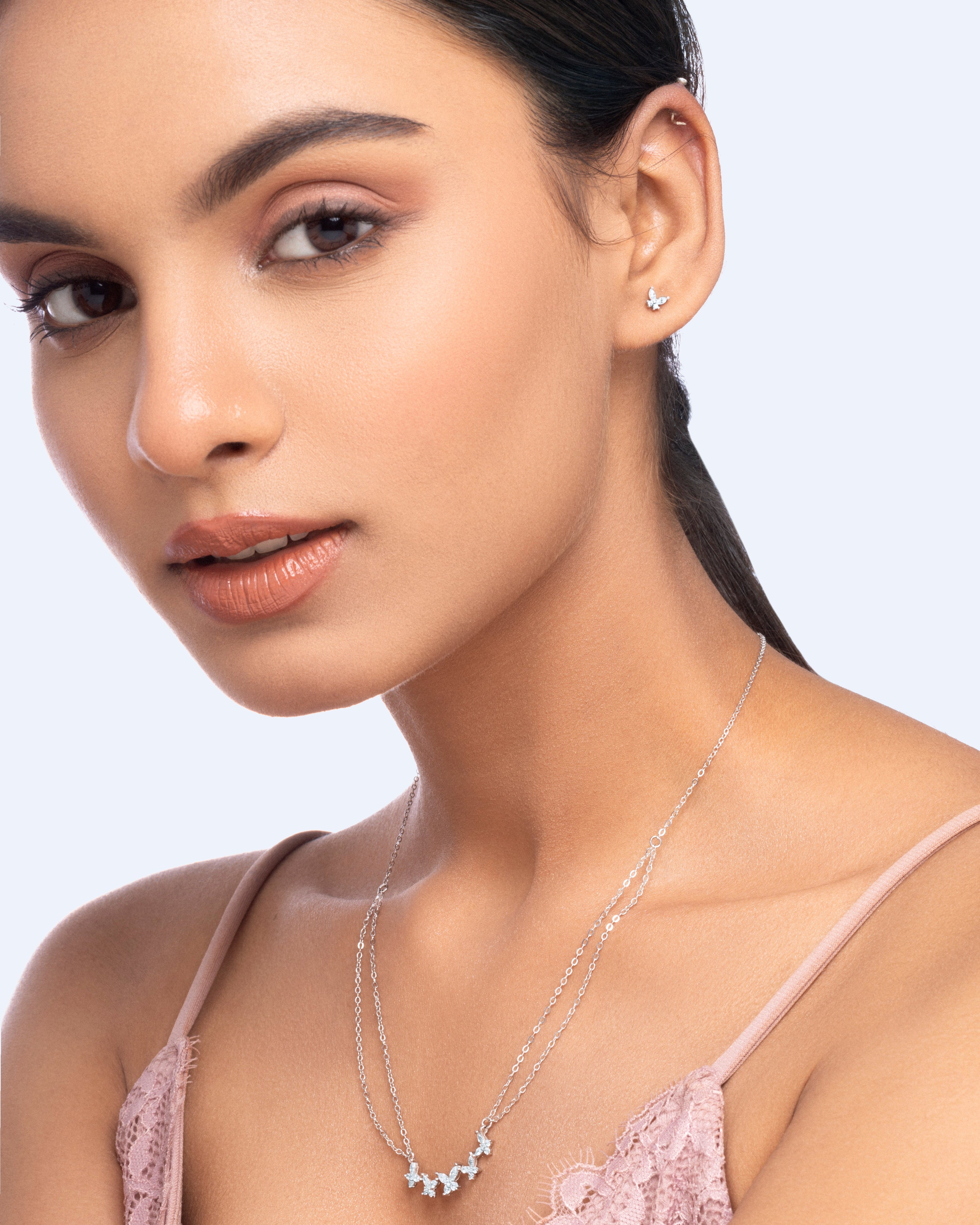 Zirconia Butterfly Stud Earrings