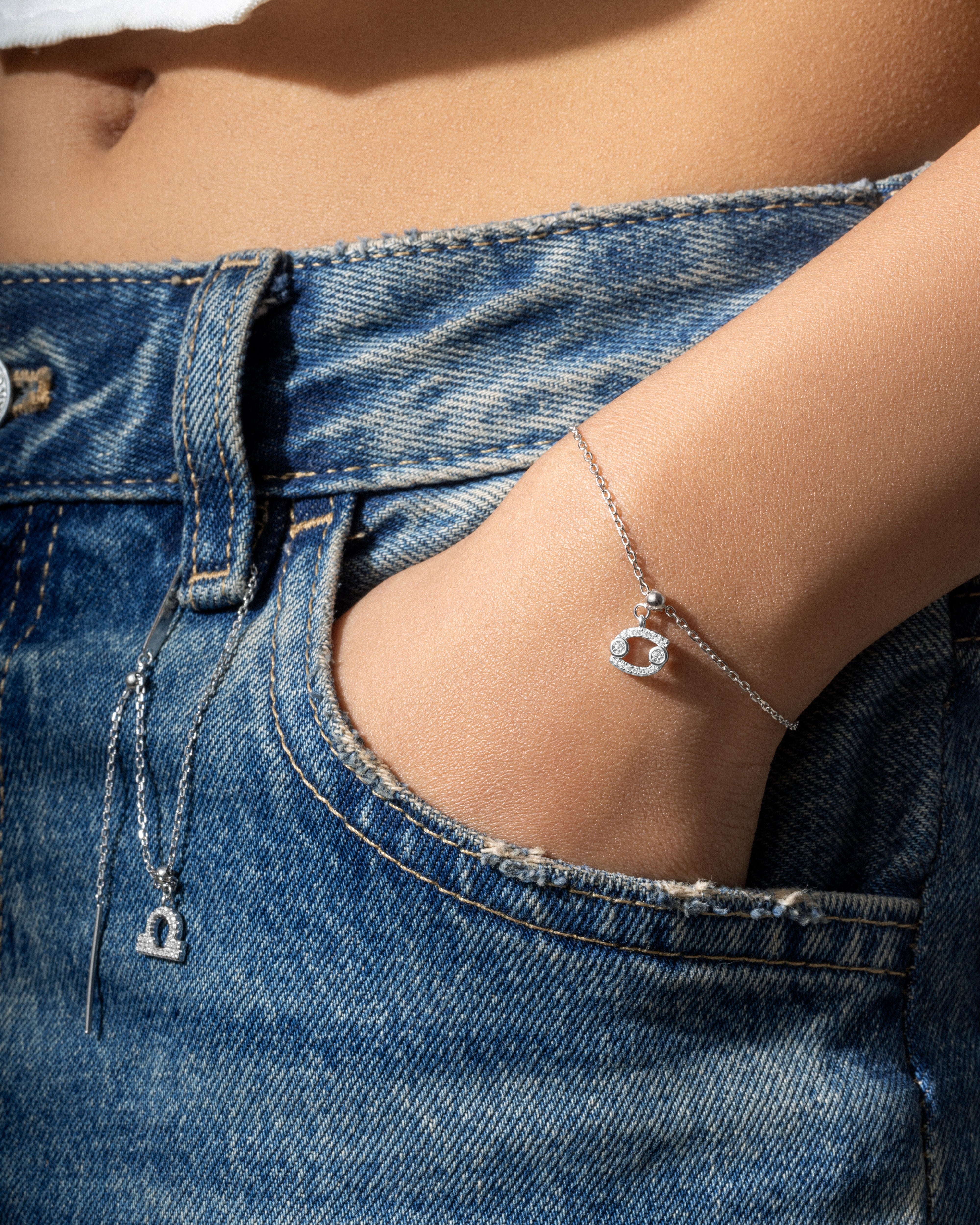 Cancer Stone Pave' Zodiac Bracelet