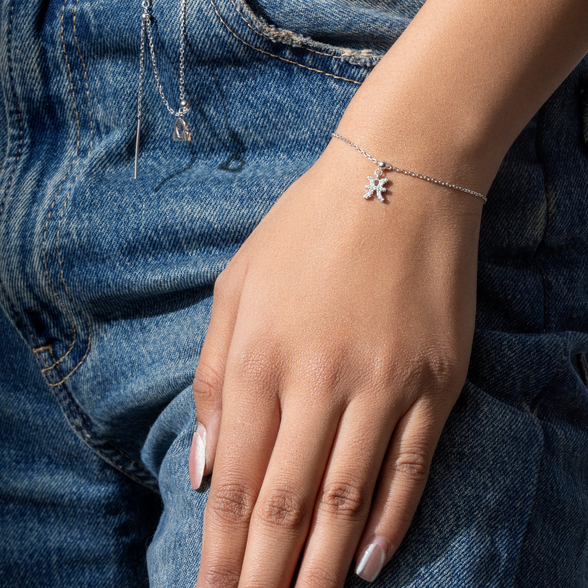 Pisces Stone Pave' Zodiac Bracelet