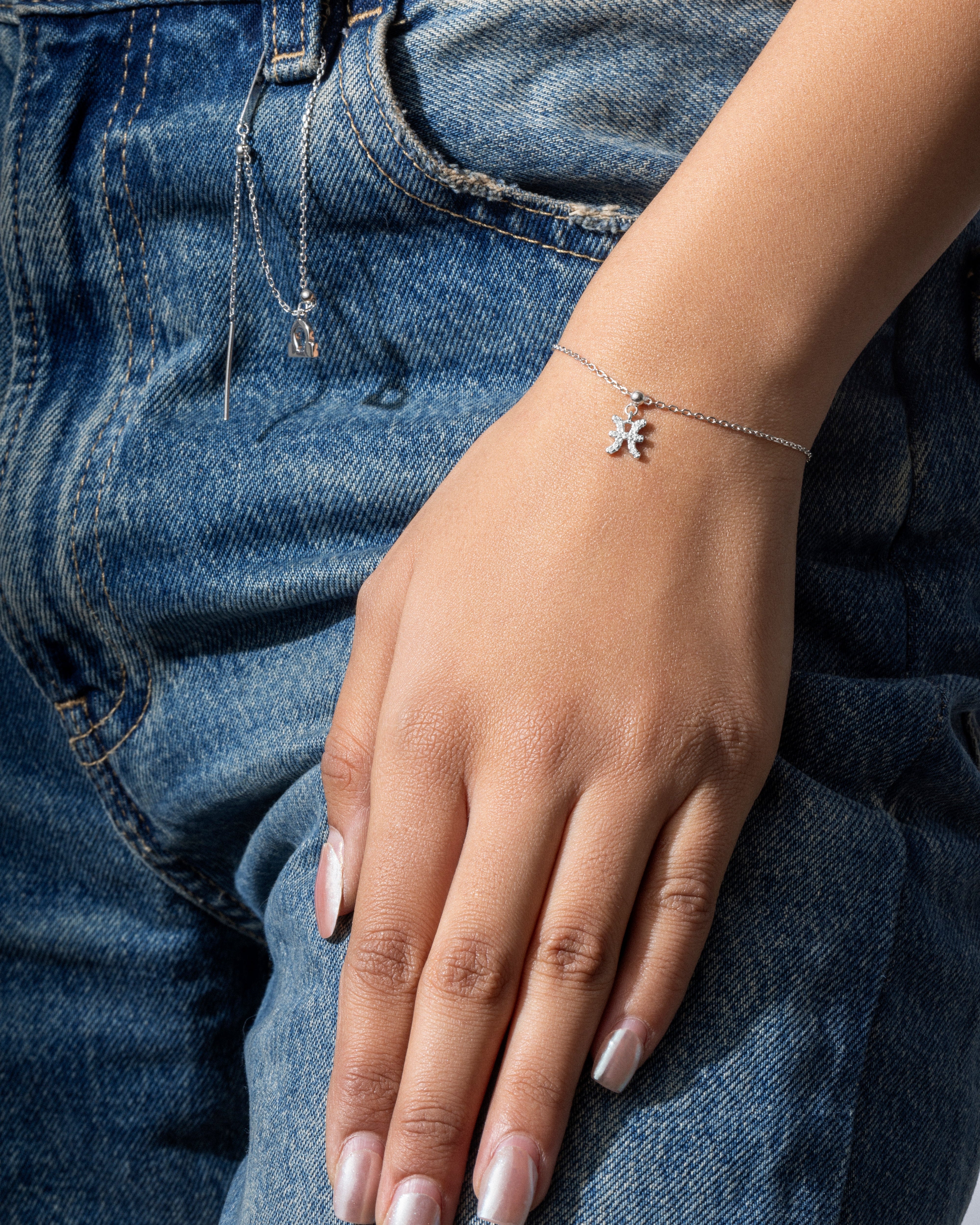 Pisces Stone Pave' Zodiac Bracelet