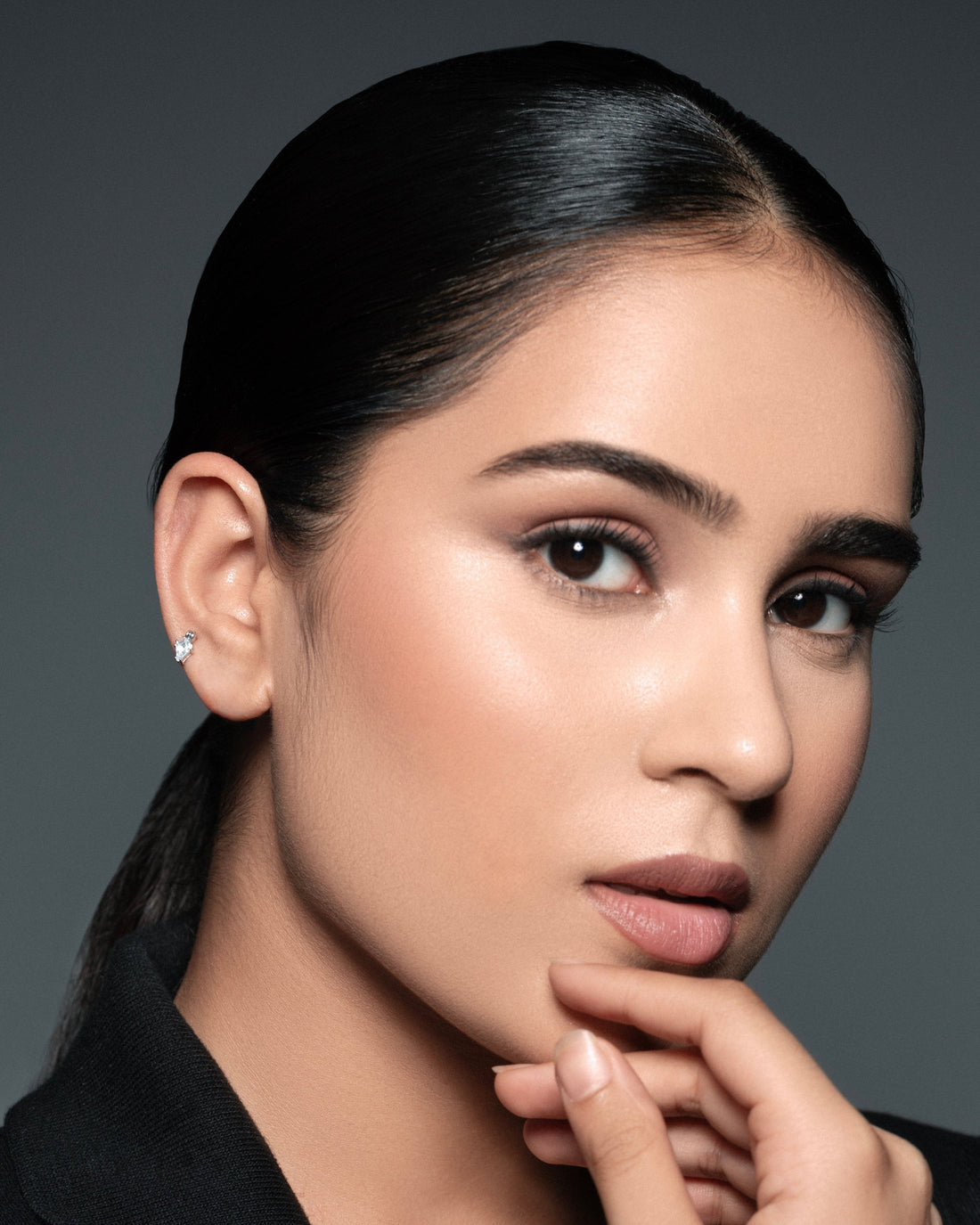 Floating Penta Stone Stud Earrings