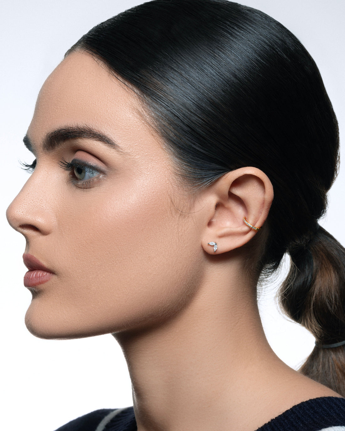 Twin Petals Flat Back Screw Stud Earrings