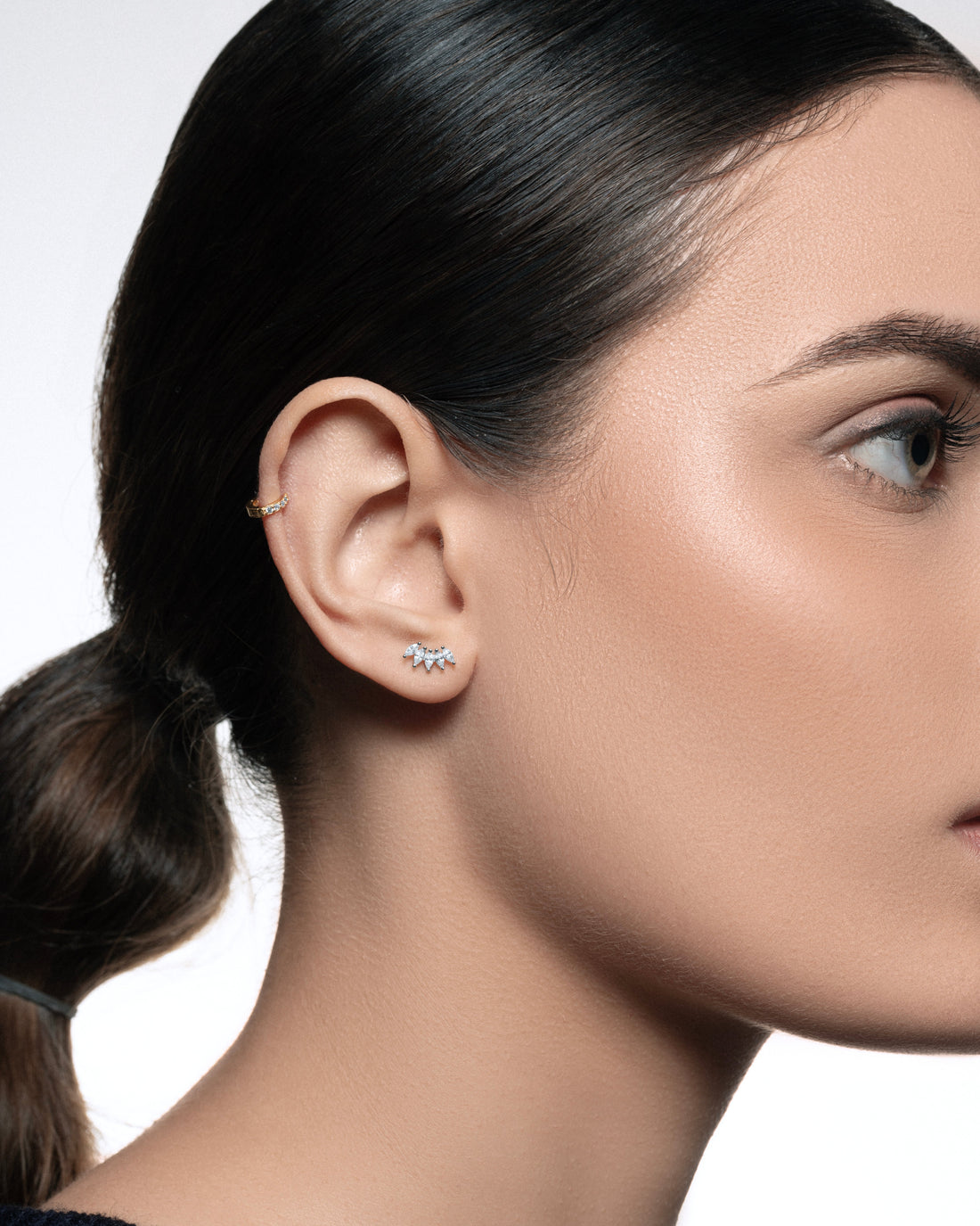 Marquise Crown Flat Back Screw Stud Earrings