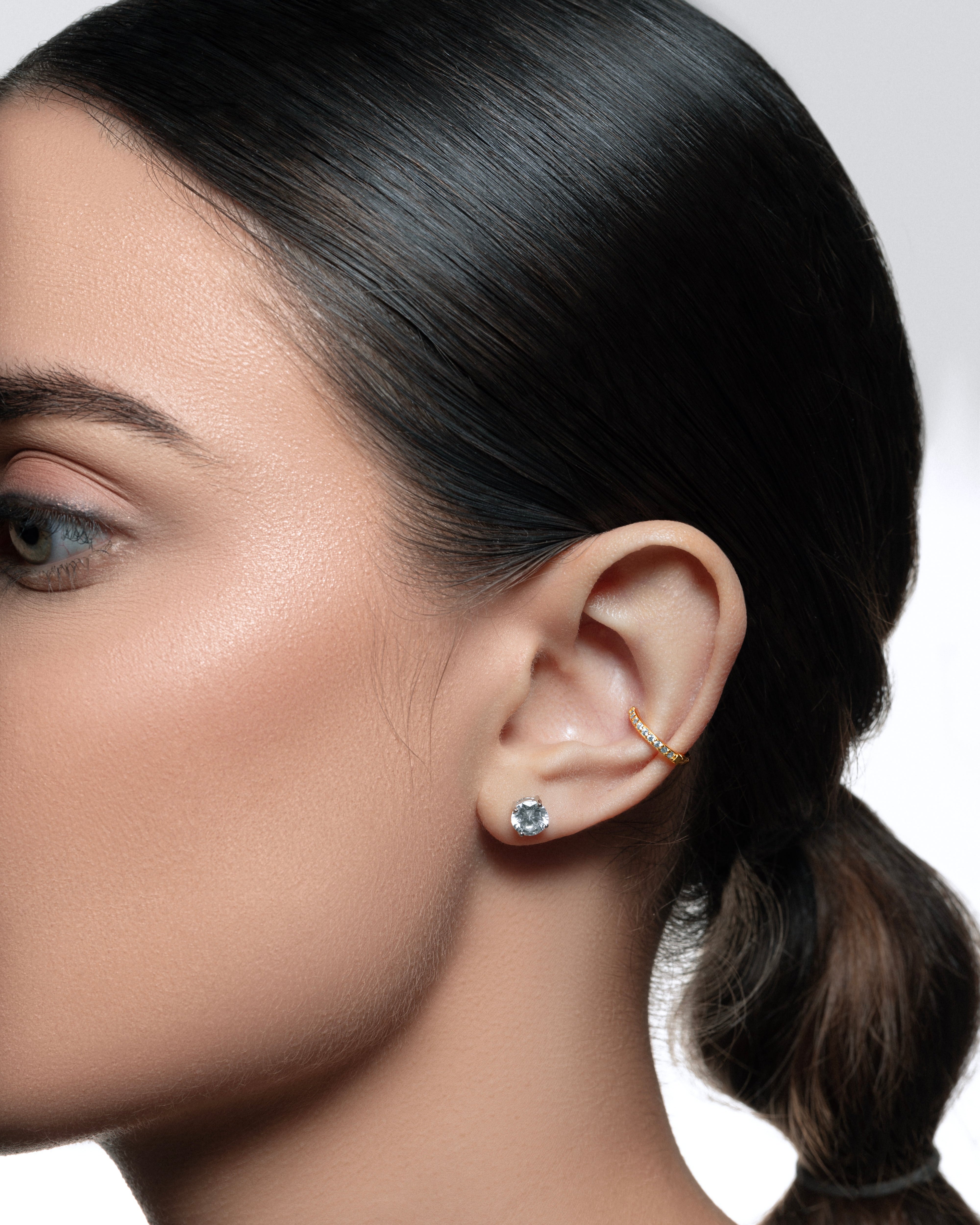 Single Solitaire Flat Back Screw Stud Earrings