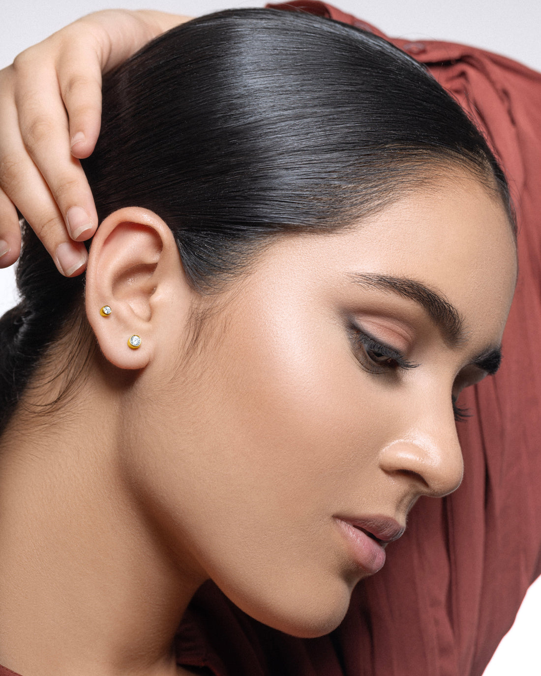 Zirconia Bezel Multiple Sizes Screw Stud Earrings