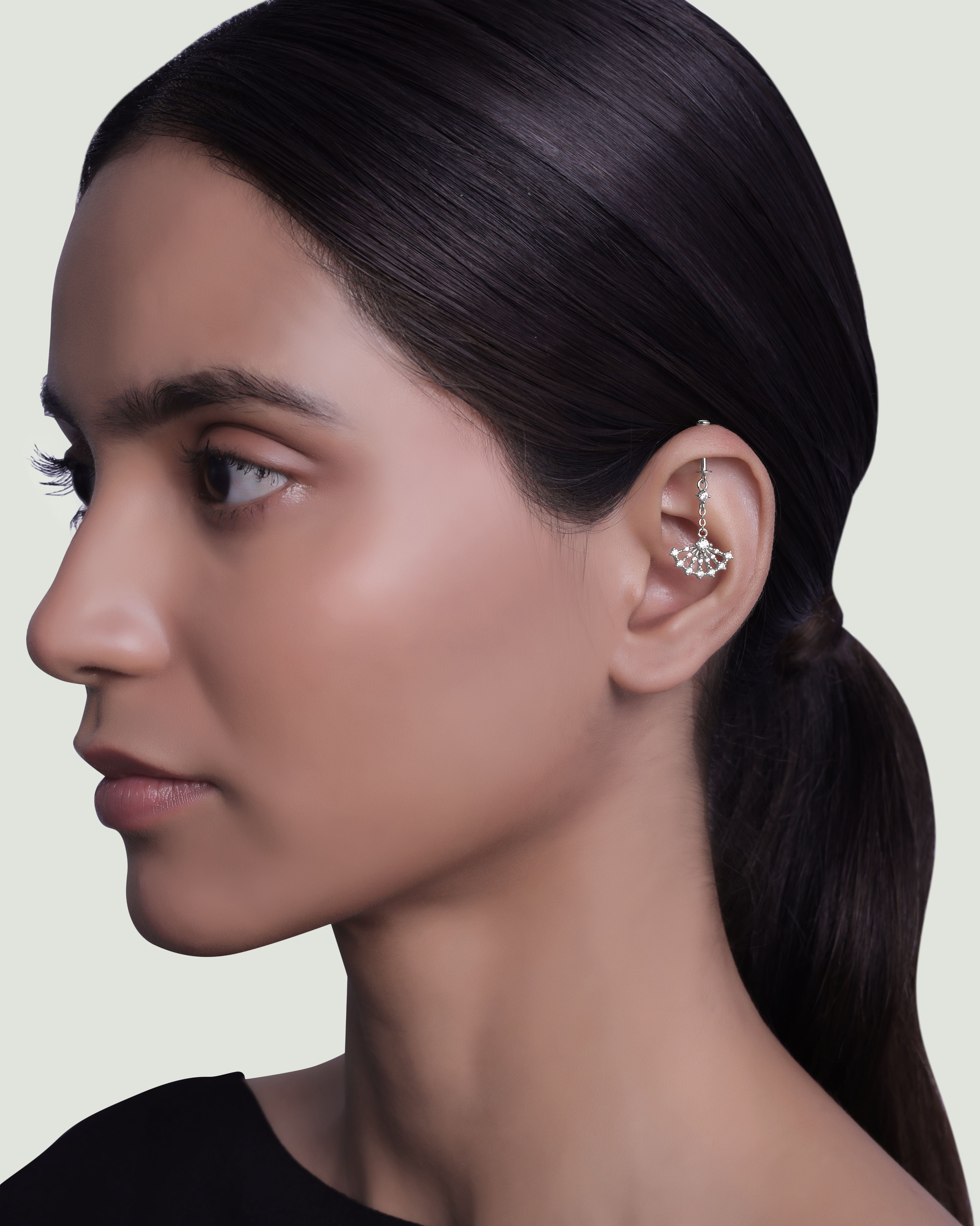Celestia Fan Drop Helix Hanging Earrings