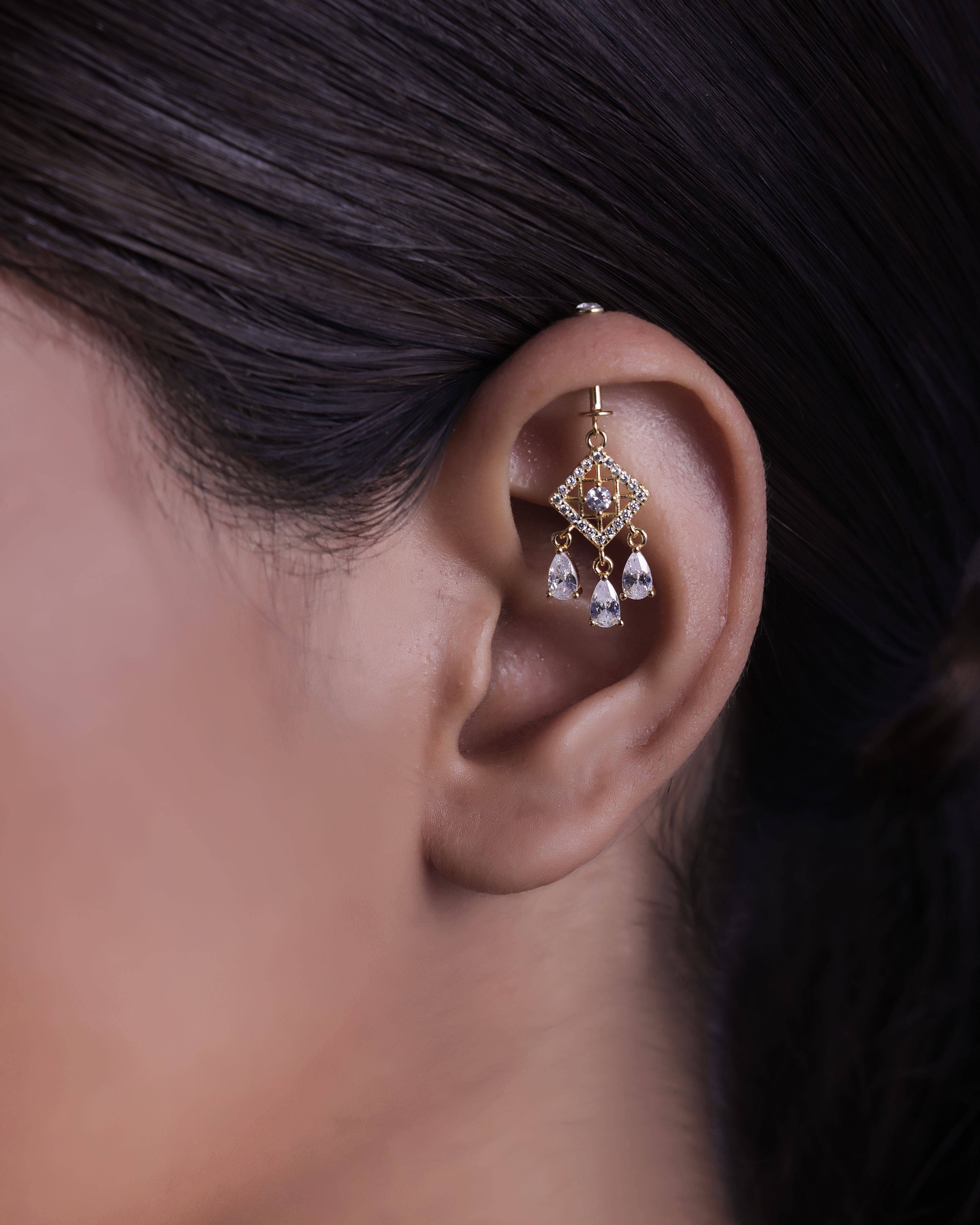 Starlume Crystal Helix Piercings Hanging Earrings