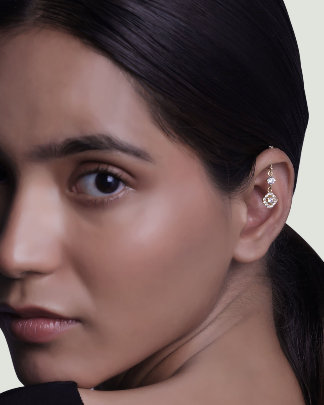 Square Stone Helix Piercings Hanging Earrings