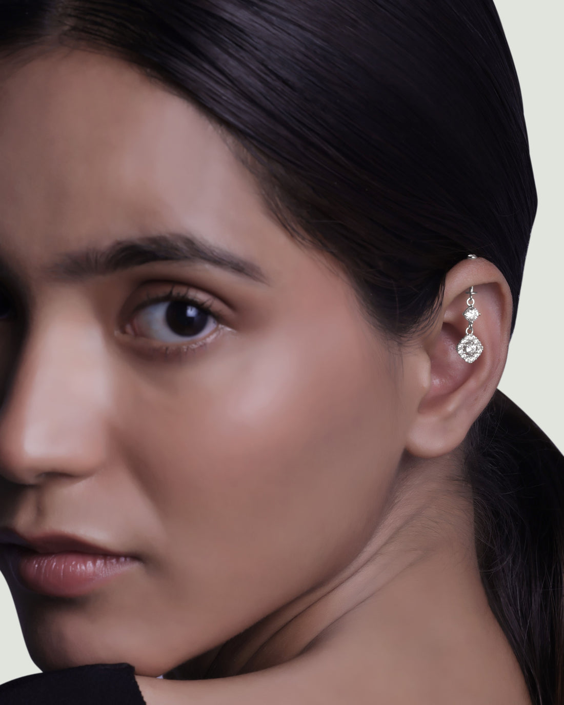 Square Stone Helix Piercings Hanging Earrings