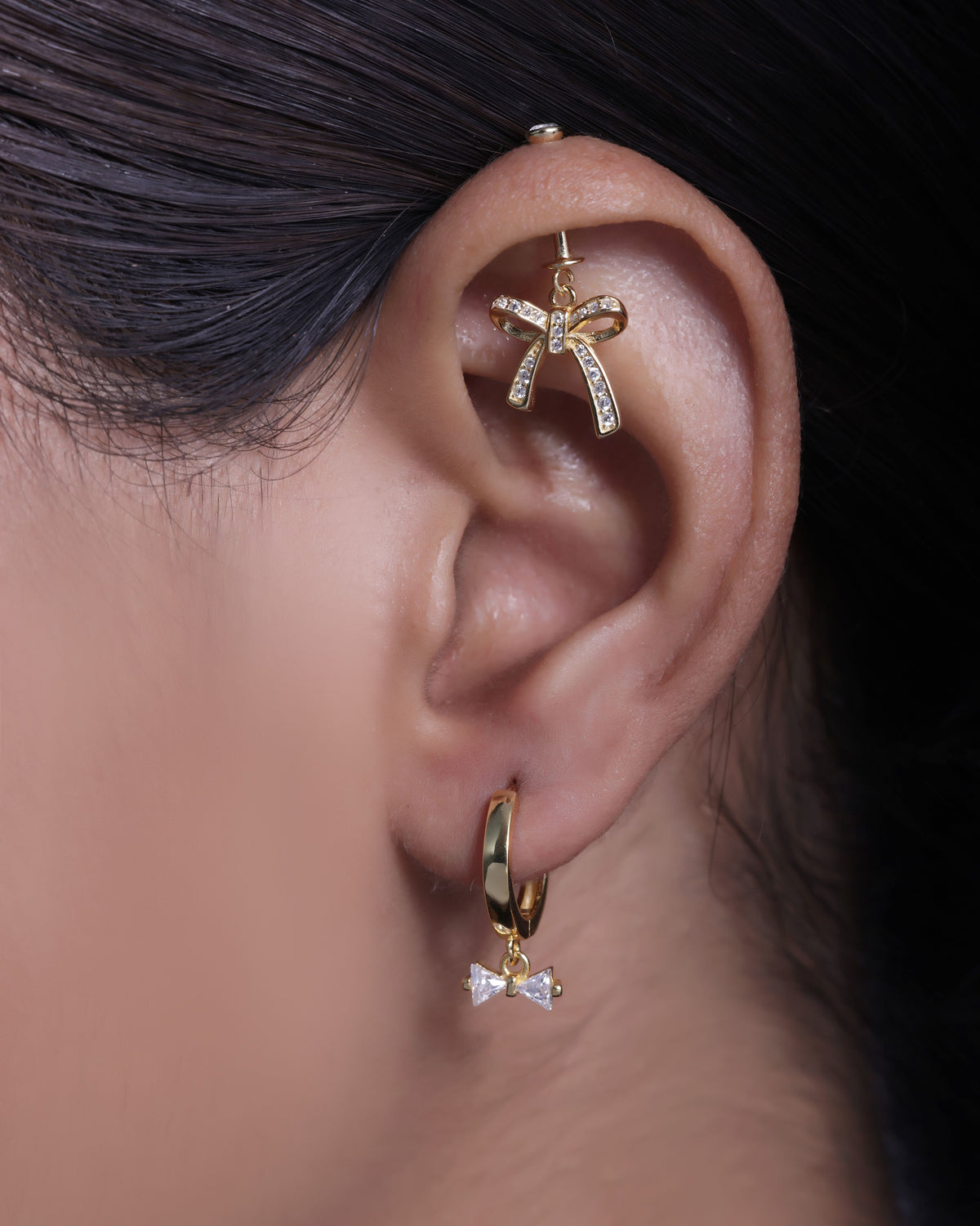 Sparkle Bow Helix Piercings Hanging Earrings