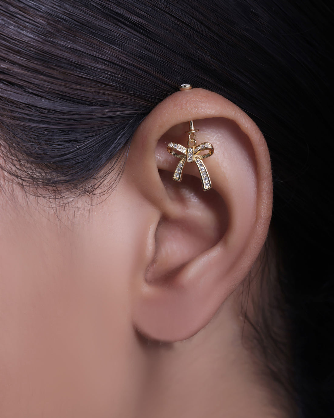 Sparkle Bow Helix Piercings Hanging Earrings
