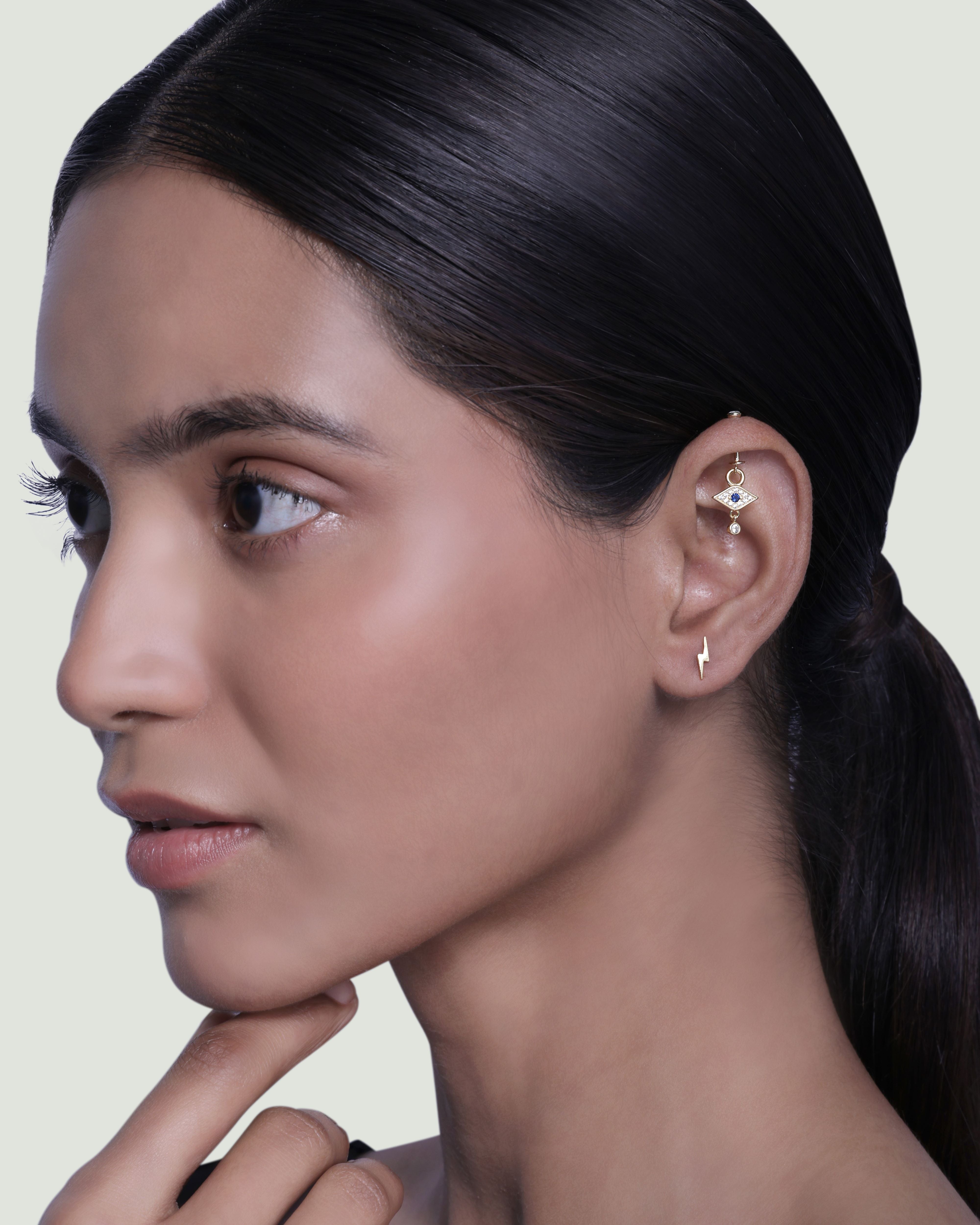 Evil Eye With Drop Helix Piercings Hanging Earrings