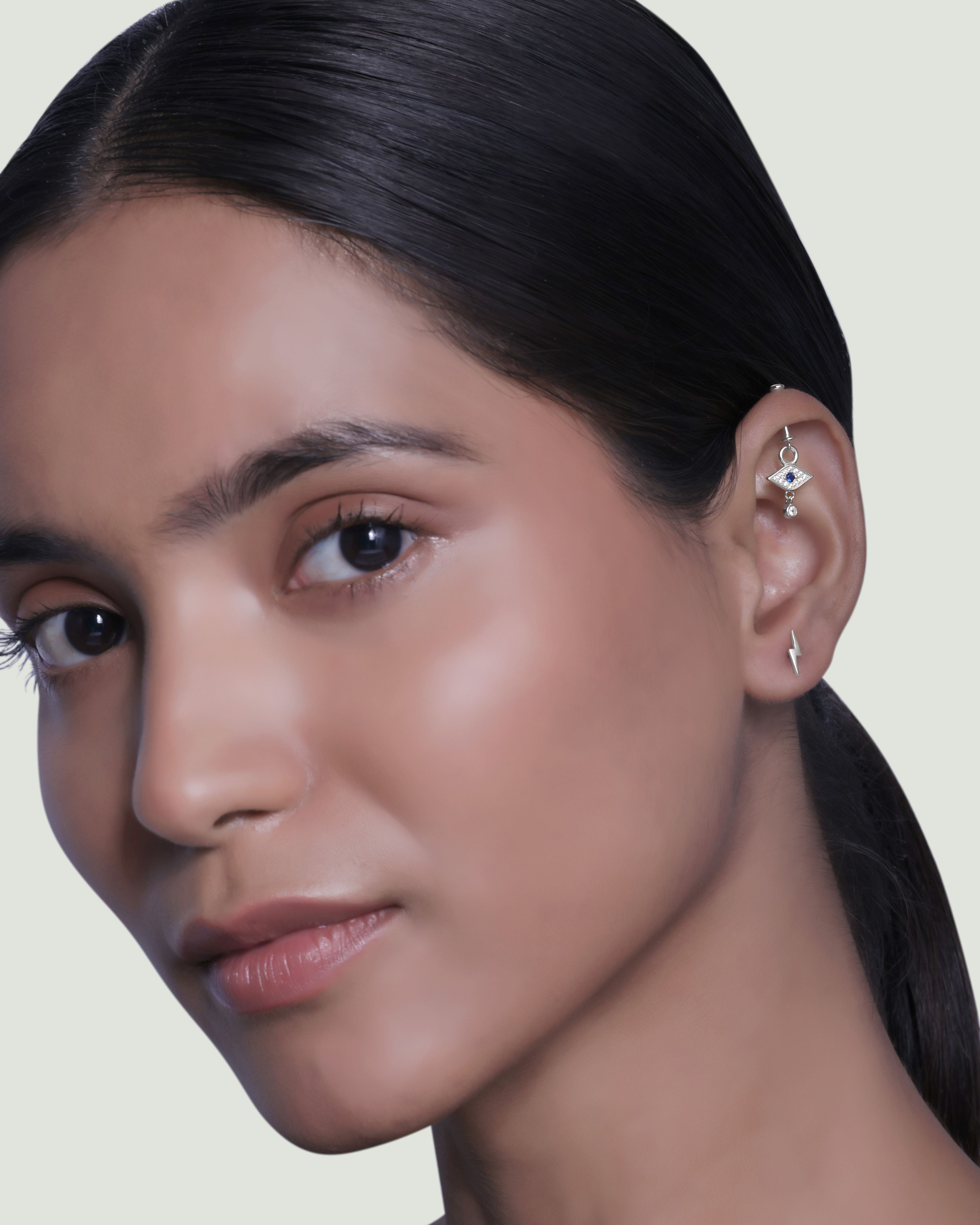 Evil Eye With Drop Helix Piercings Hanging Earrings
