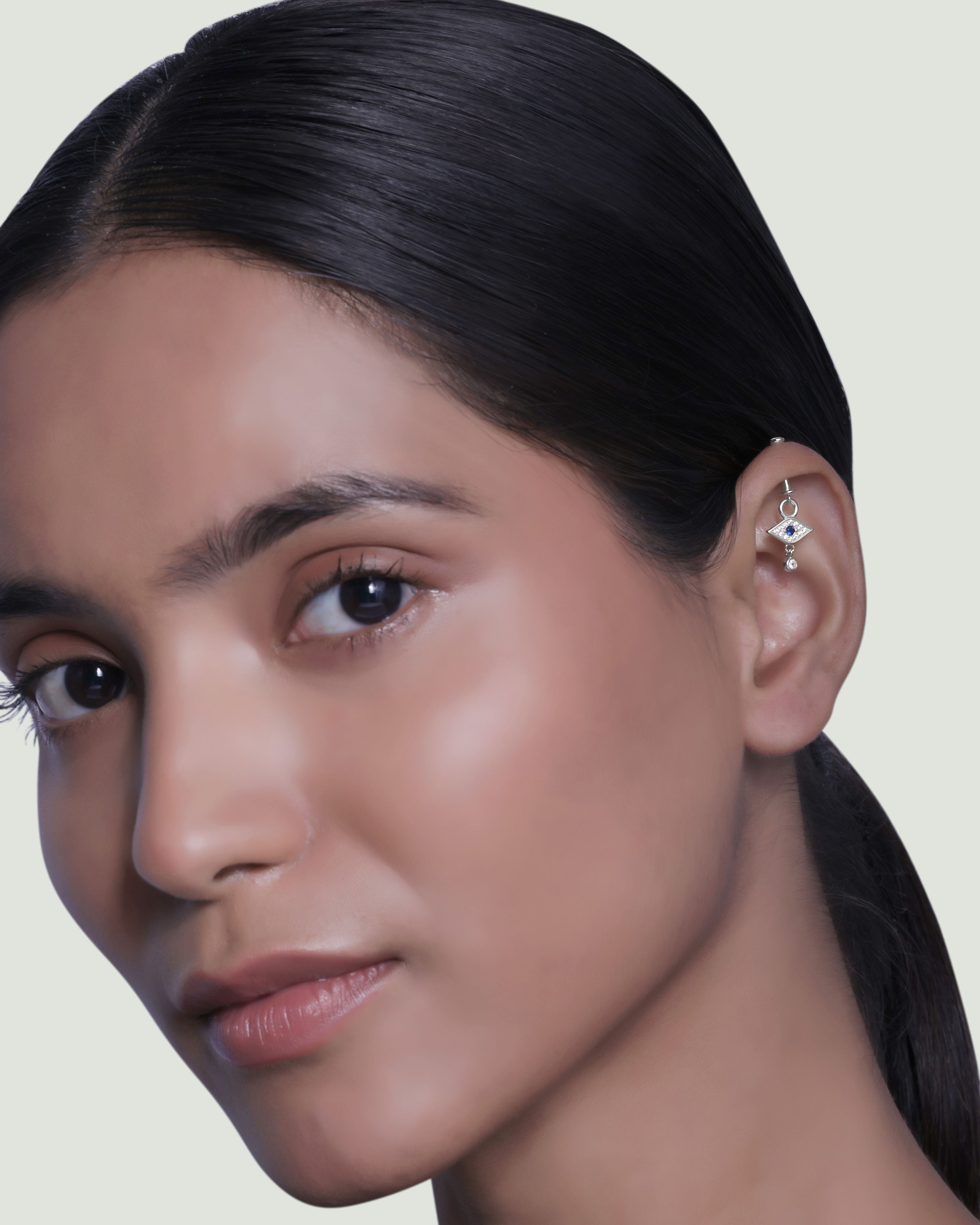 Evil Eye With Drop Helix Piercings Hanging Earrings