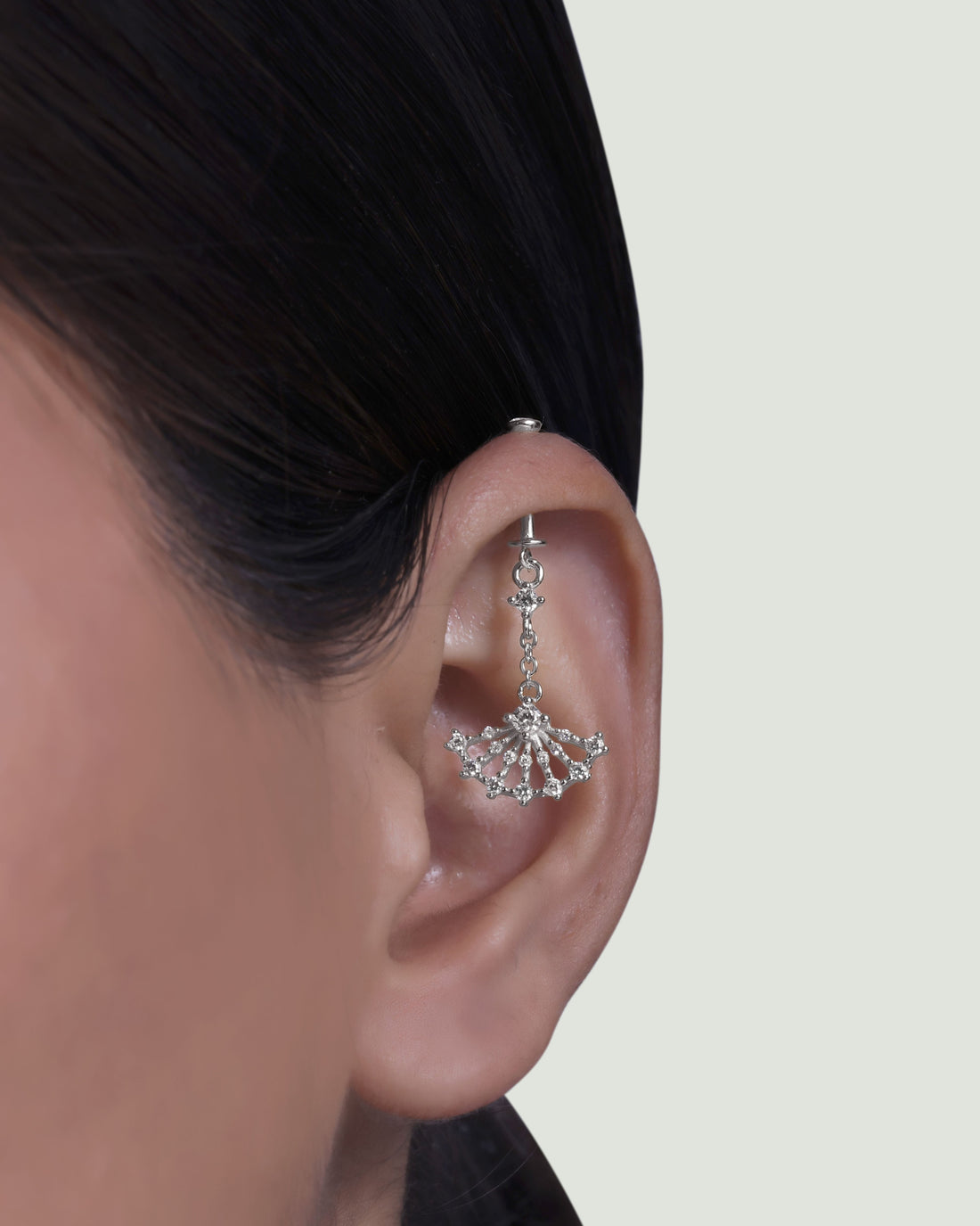 Celestia Fan Drop Helix Hanging Earrings