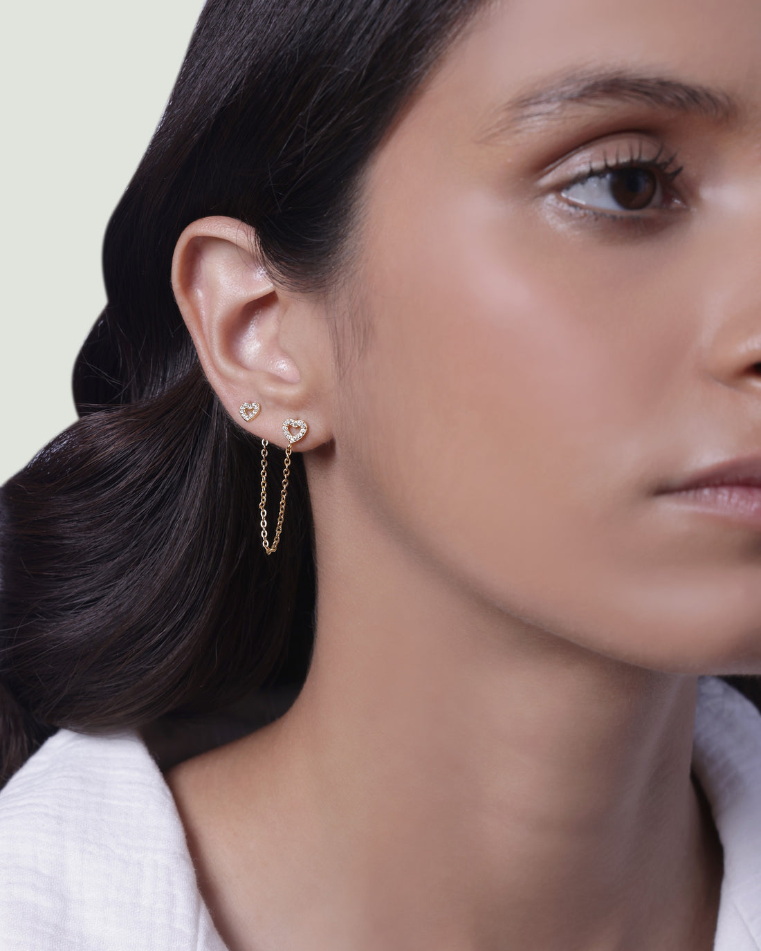 Hollow Heart Connector 3 In 1 Chain Earrings