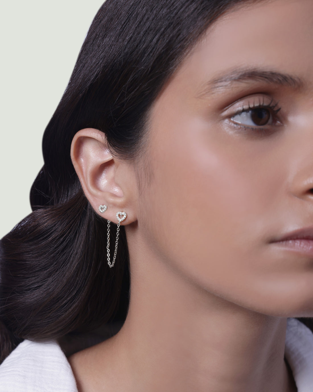 Hollow Heart Connector 3 In 1 Chain Earrings