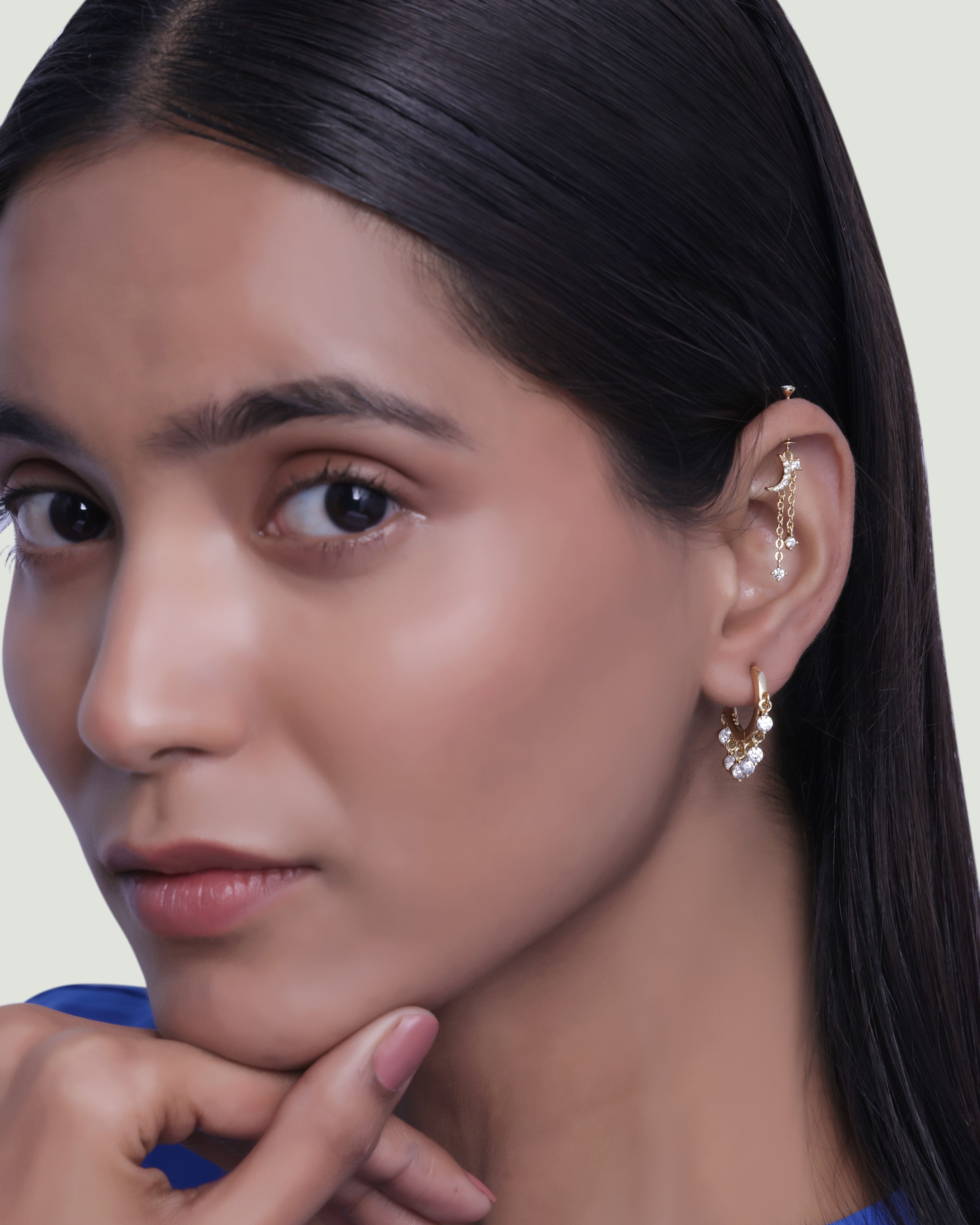 Moonlight Chain Helix Piercings Hanging Earrings