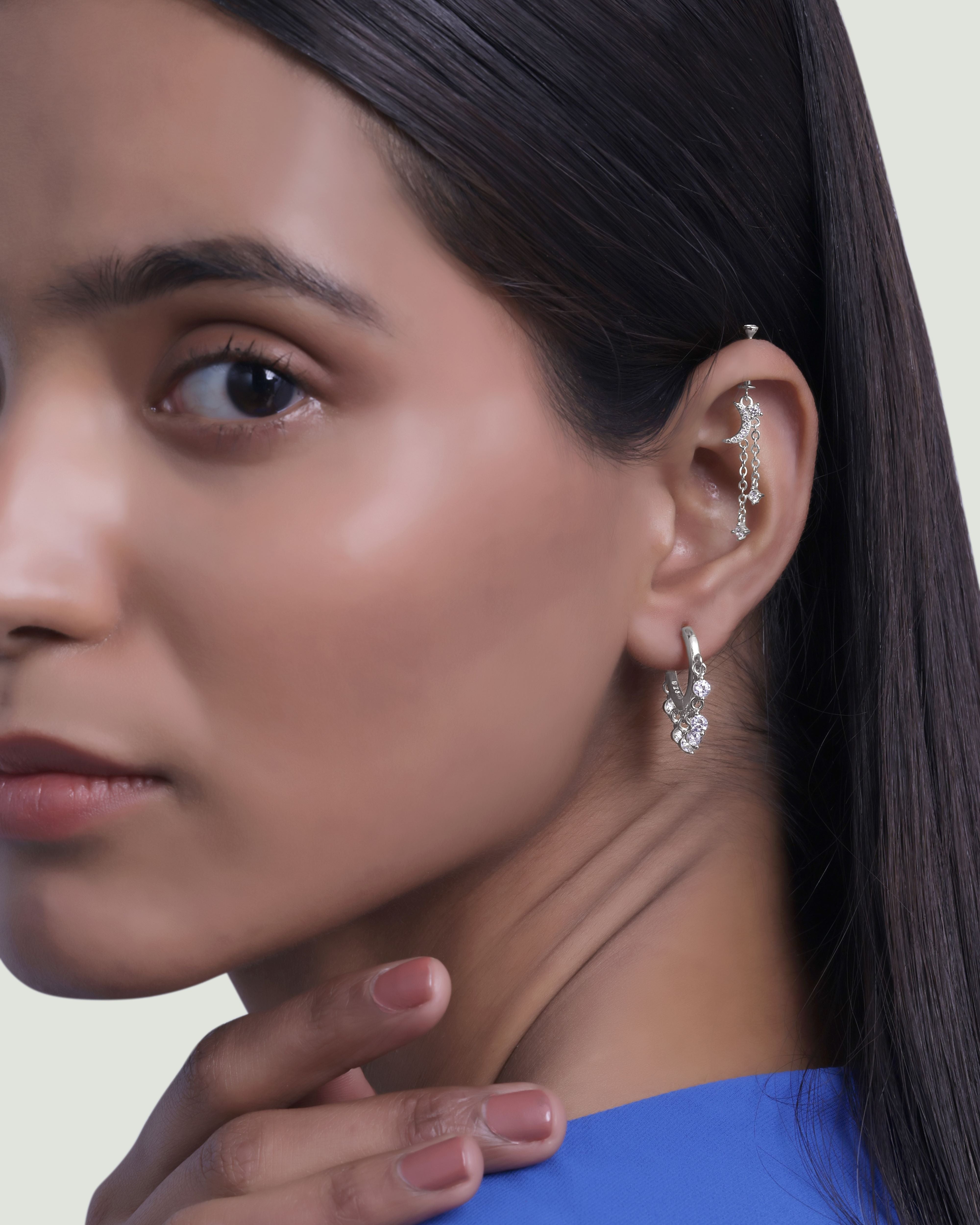 Moonlight Chain Helix Piercings Hanging Earrings