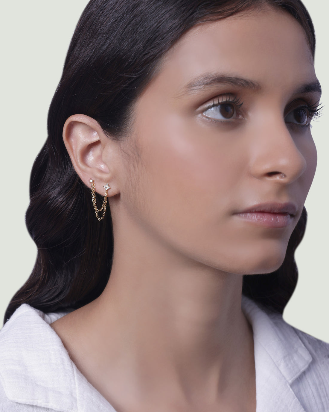 Lotus Petal Connector Chain Earrings