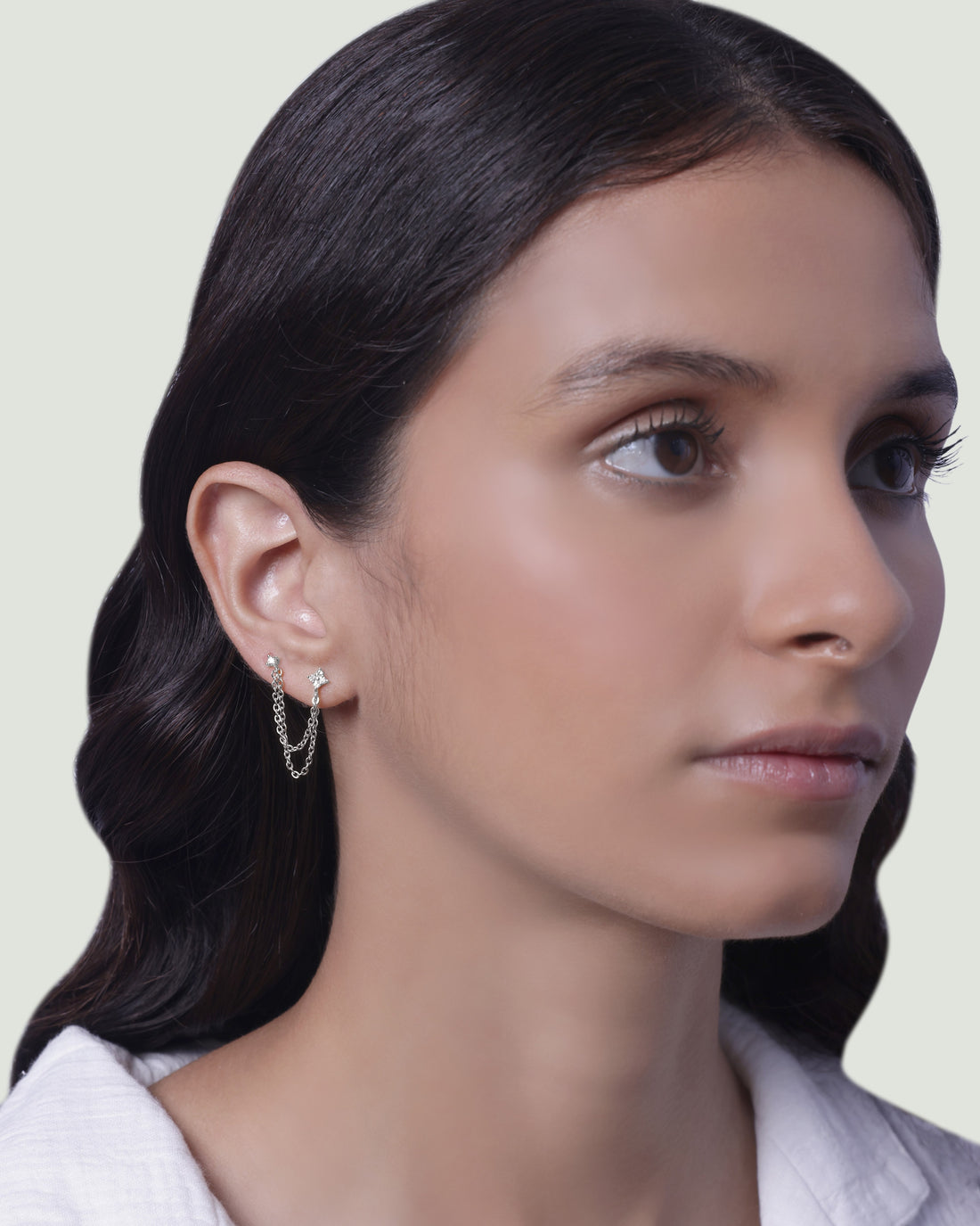 Lotus Petal Connector Chain Earrings