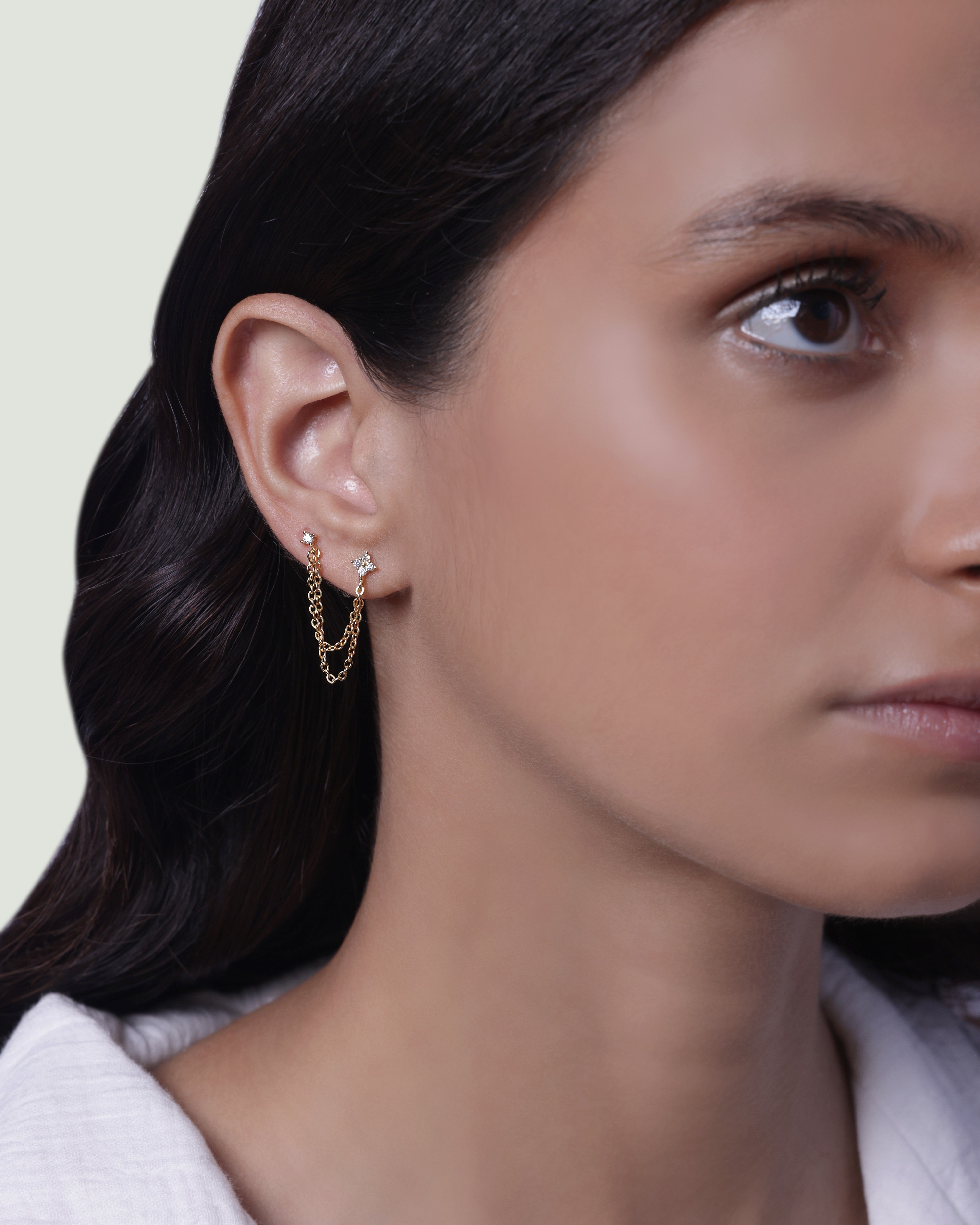 Lotus Petal Connector Chain Earrings