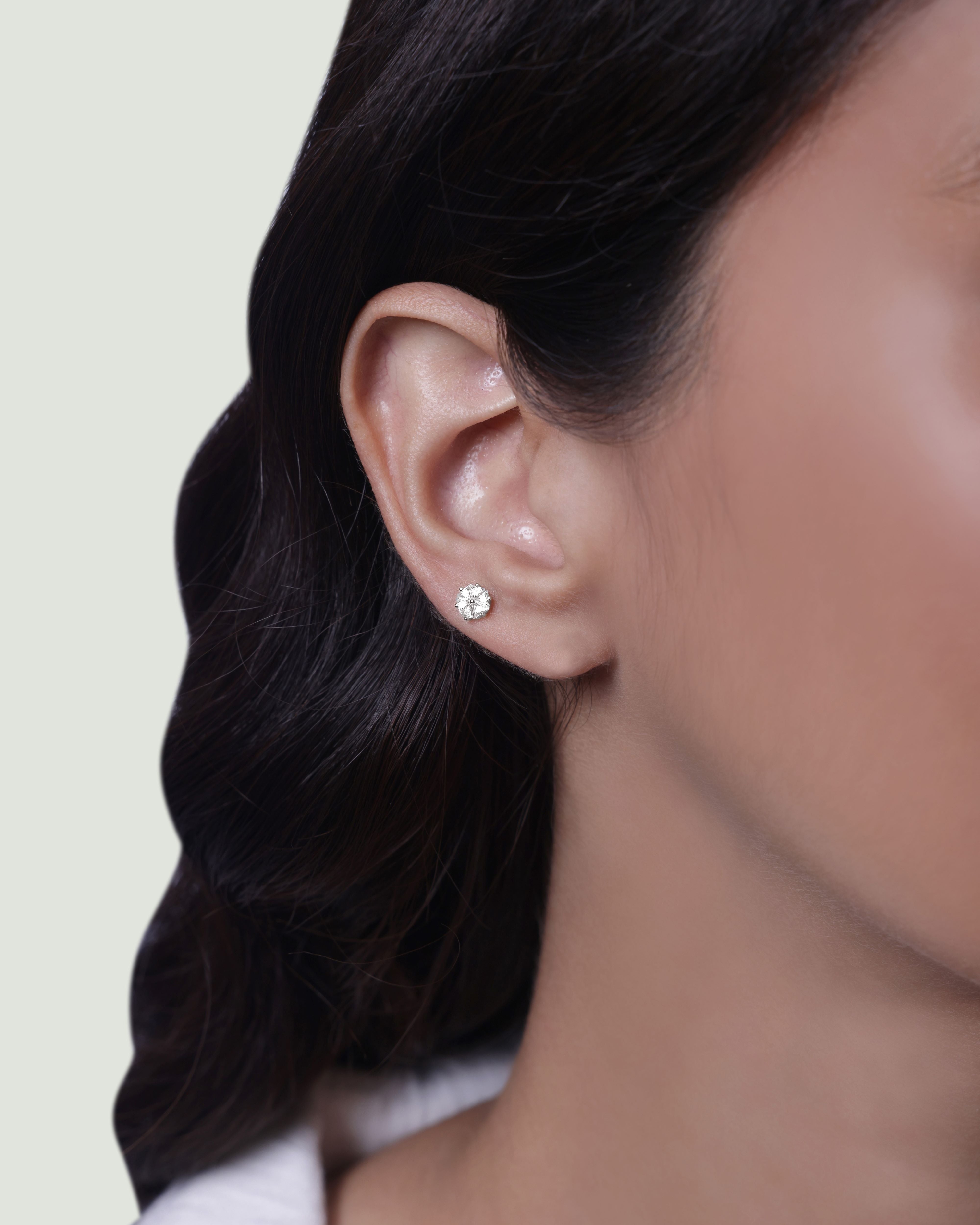 Zirconia Bouquet Floral Flat Back Stud Earrings