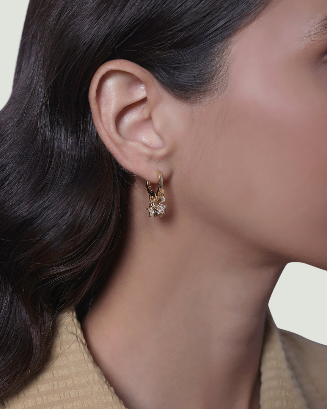 Multi Star Charm Hoop Earrings