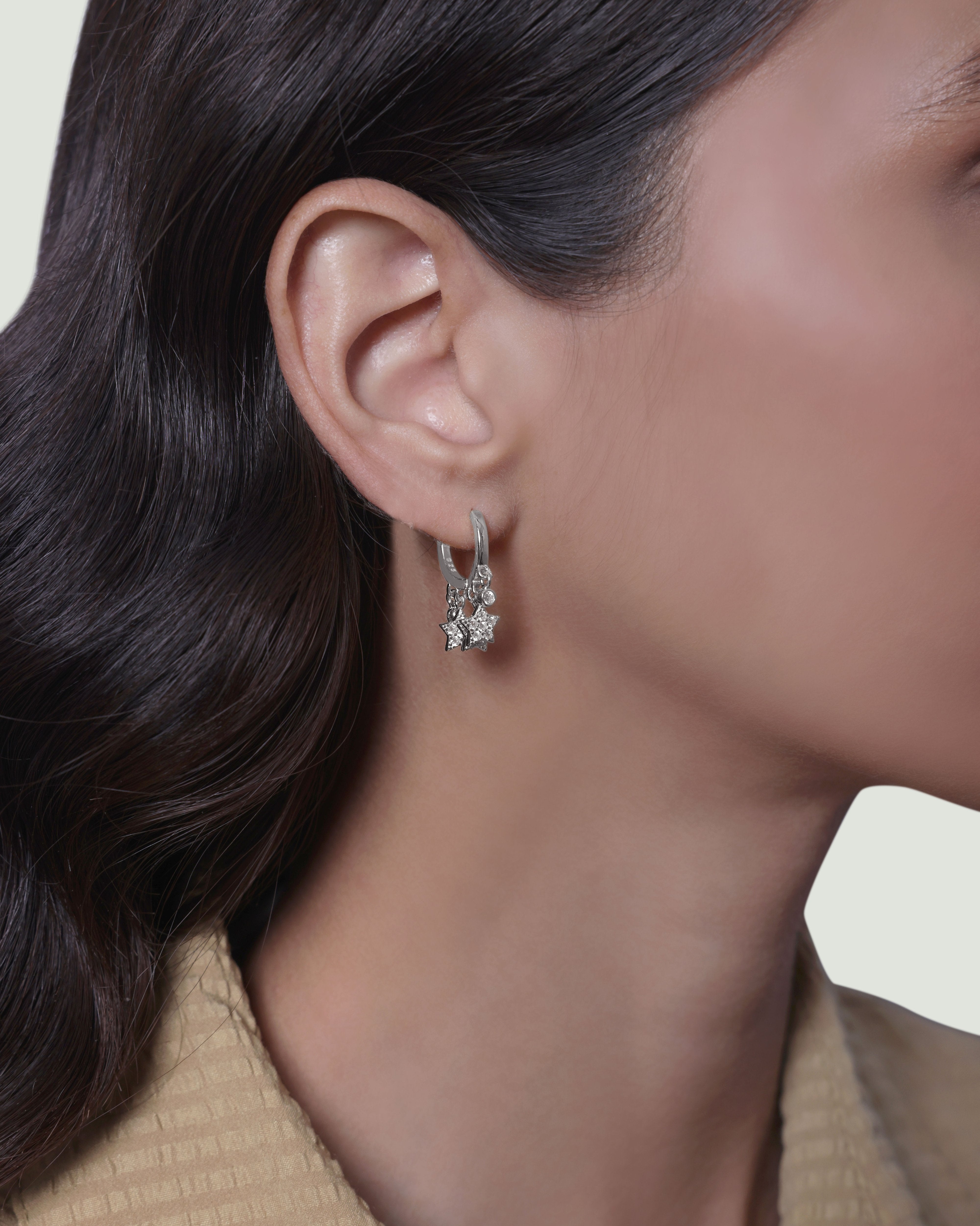 Multi Star Charm Hoop Earrings