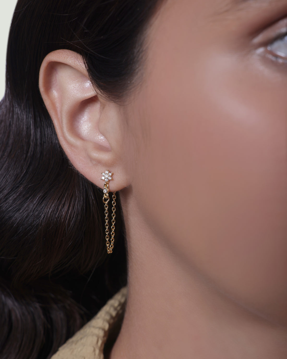 Flower Dangler Chain Earrings