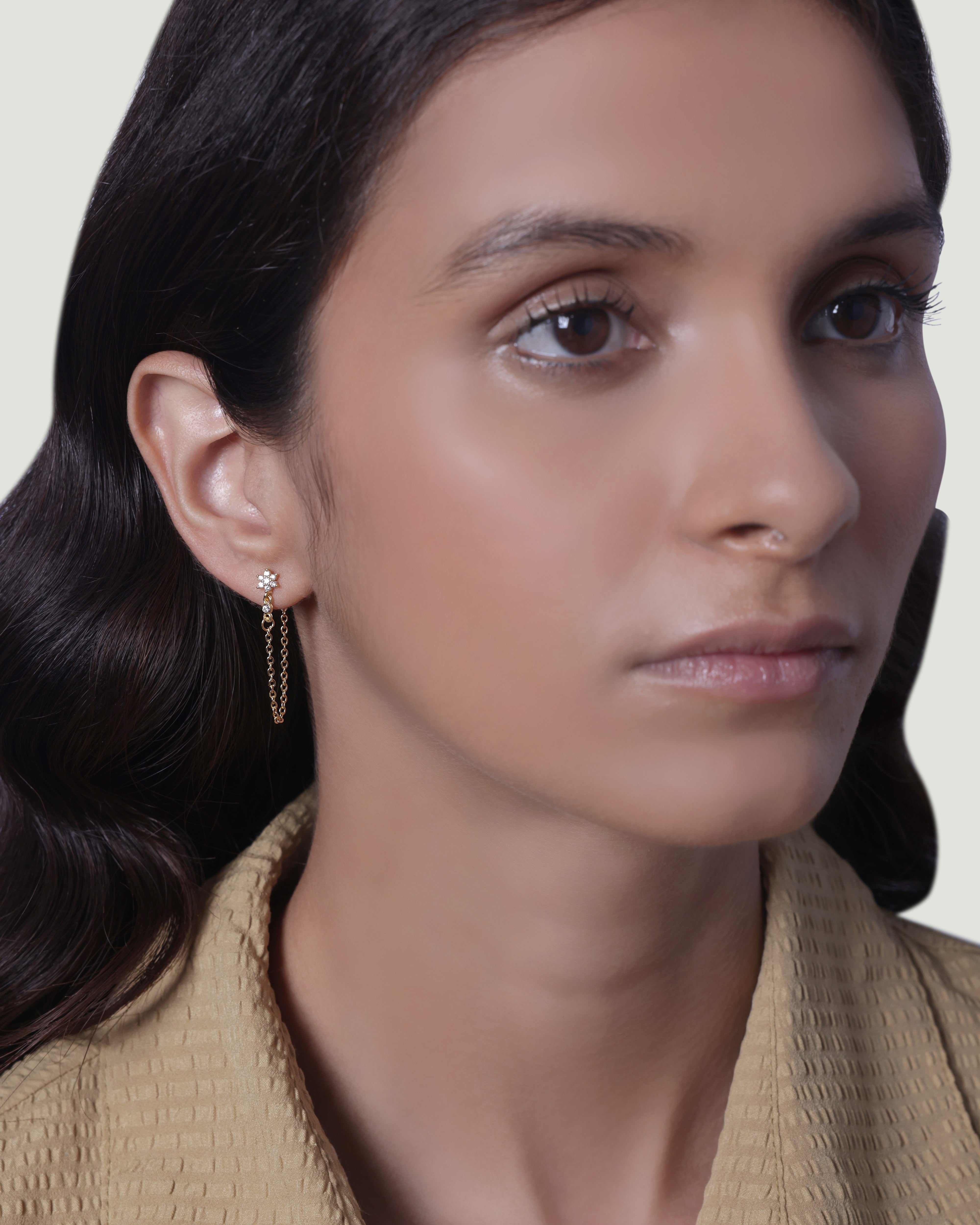 Flower Dangler Chain Earrings