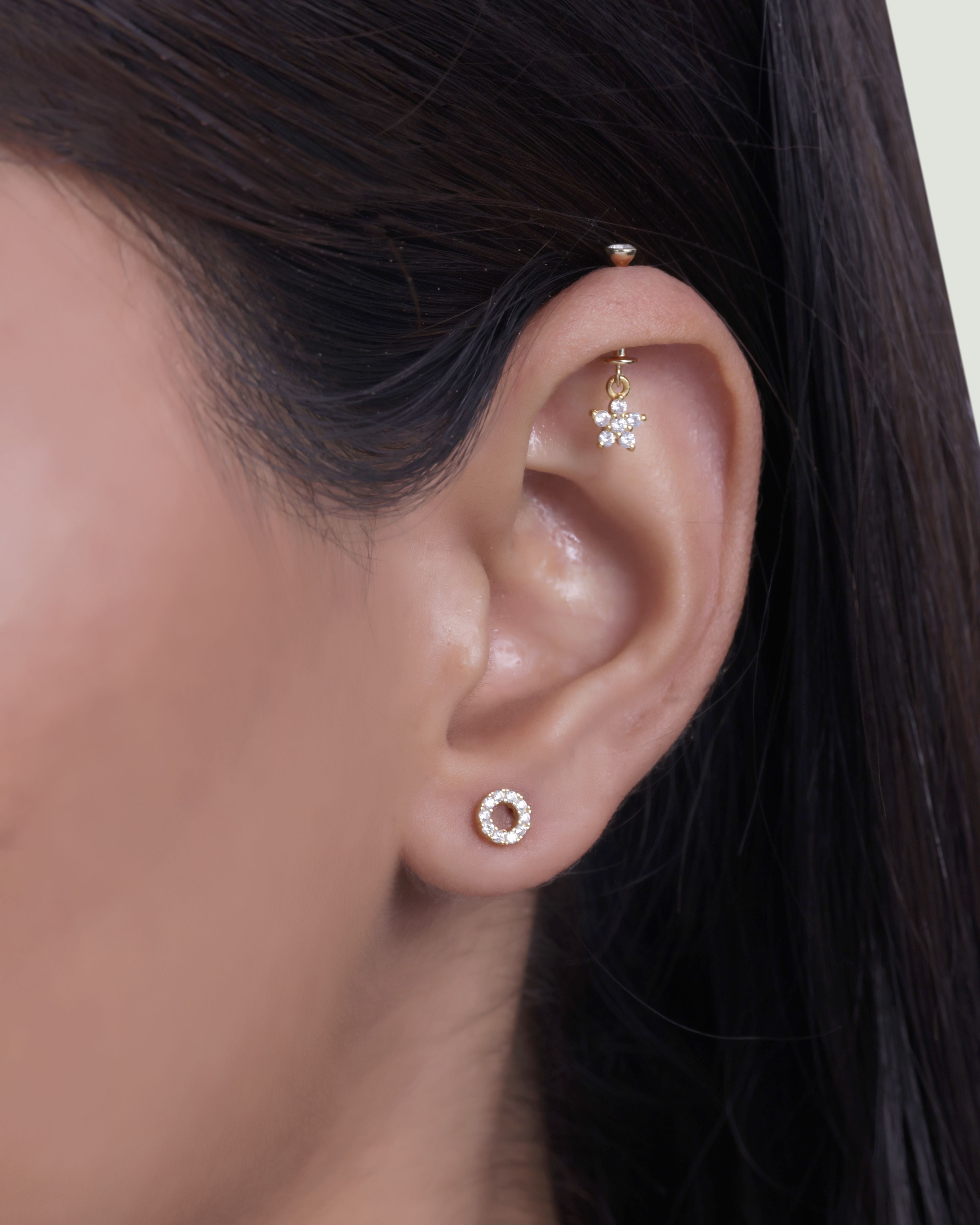 Zircon Circle Hollow Stud Earrings
