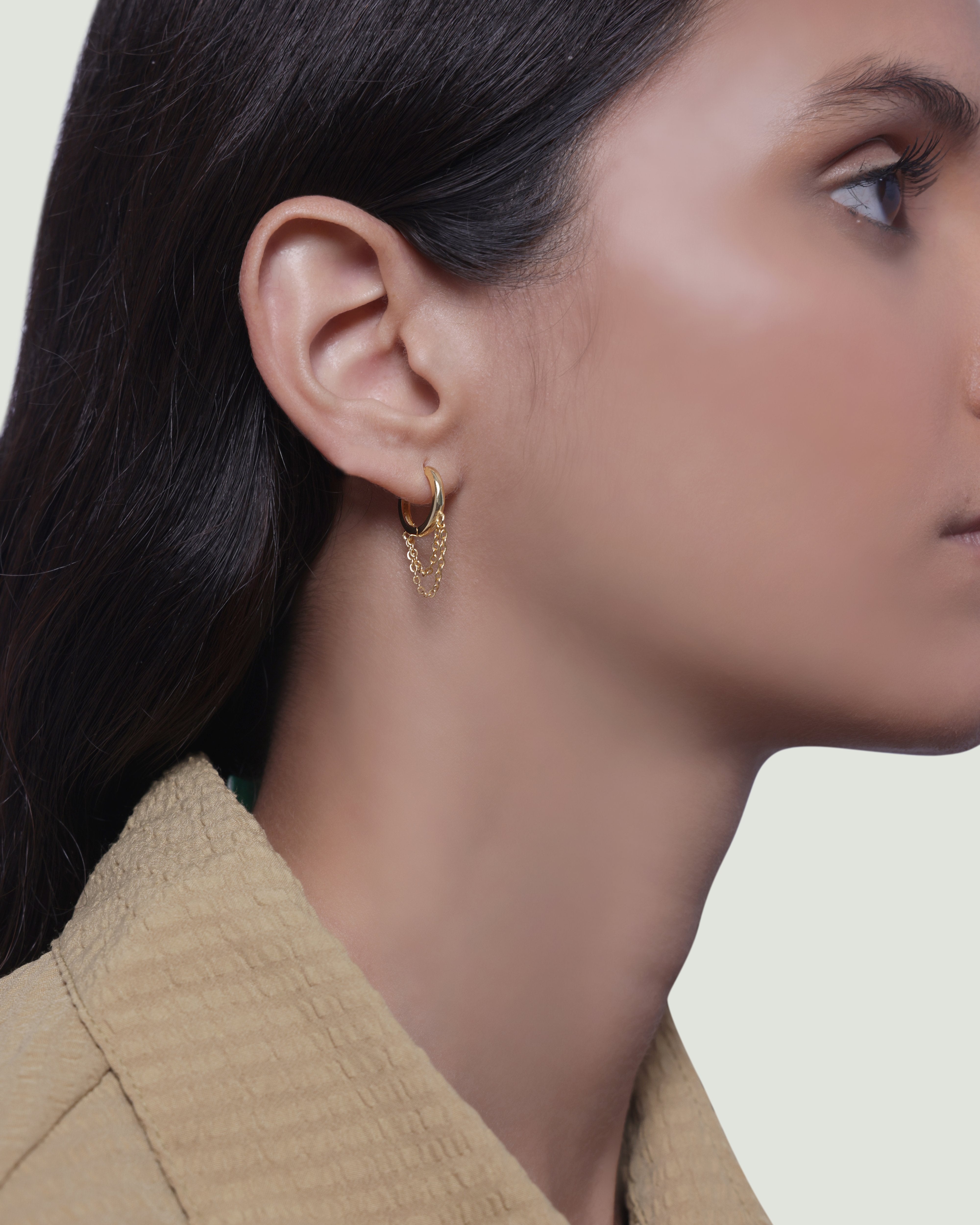 Chain Dangler Hoop Earrings