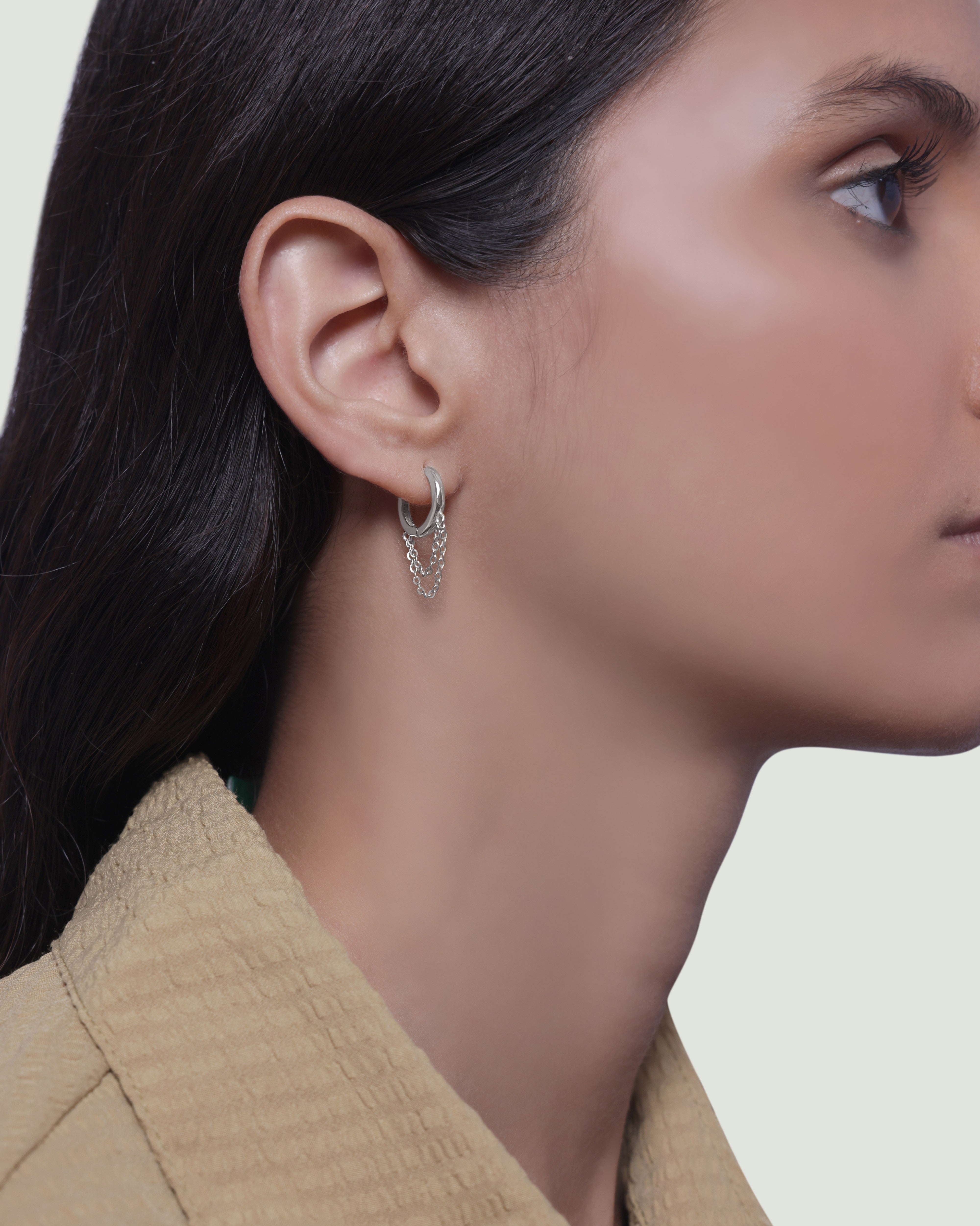 Chain Dangler Hoop Earrings