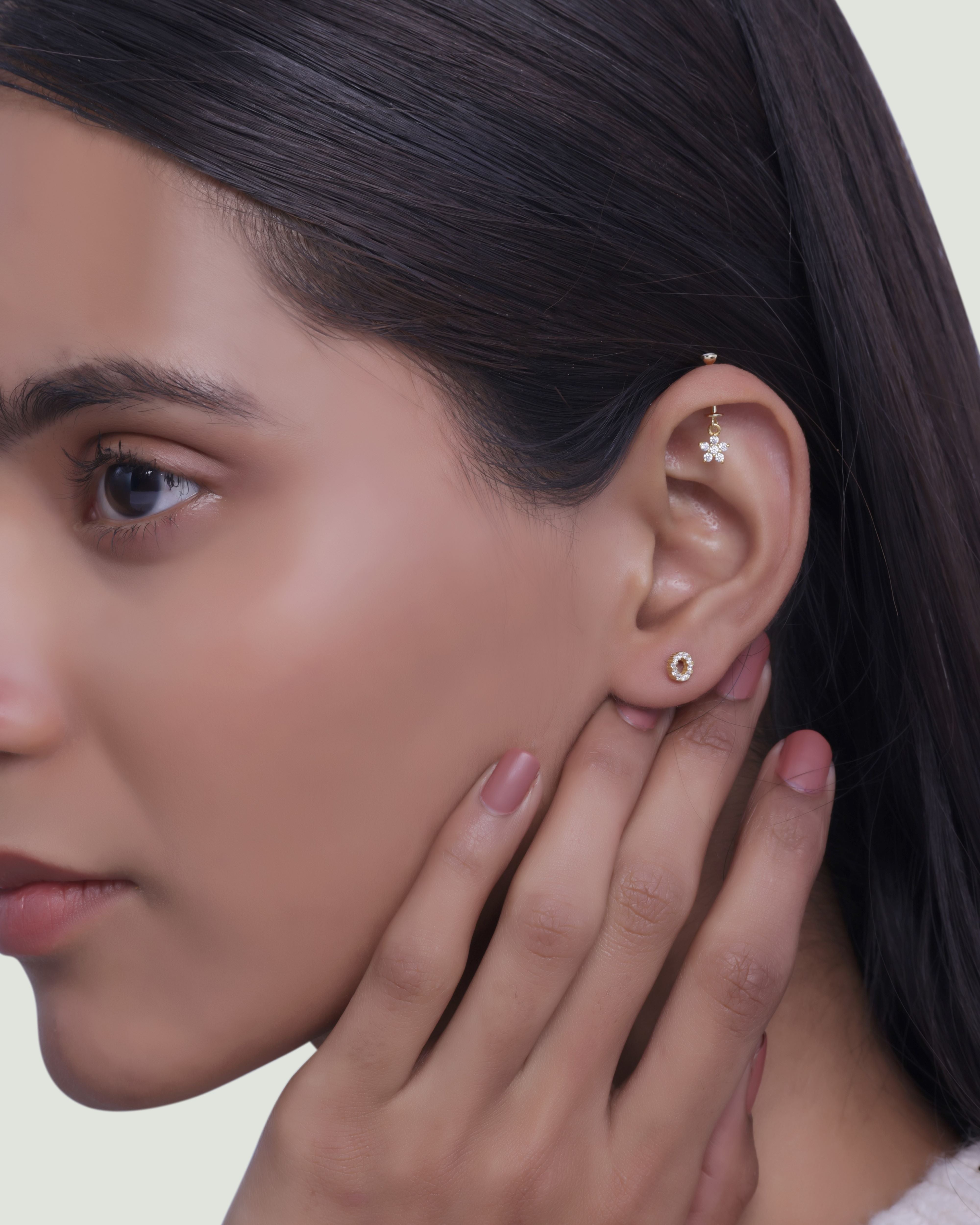 Zircon Circle Hollow Stud Earrings