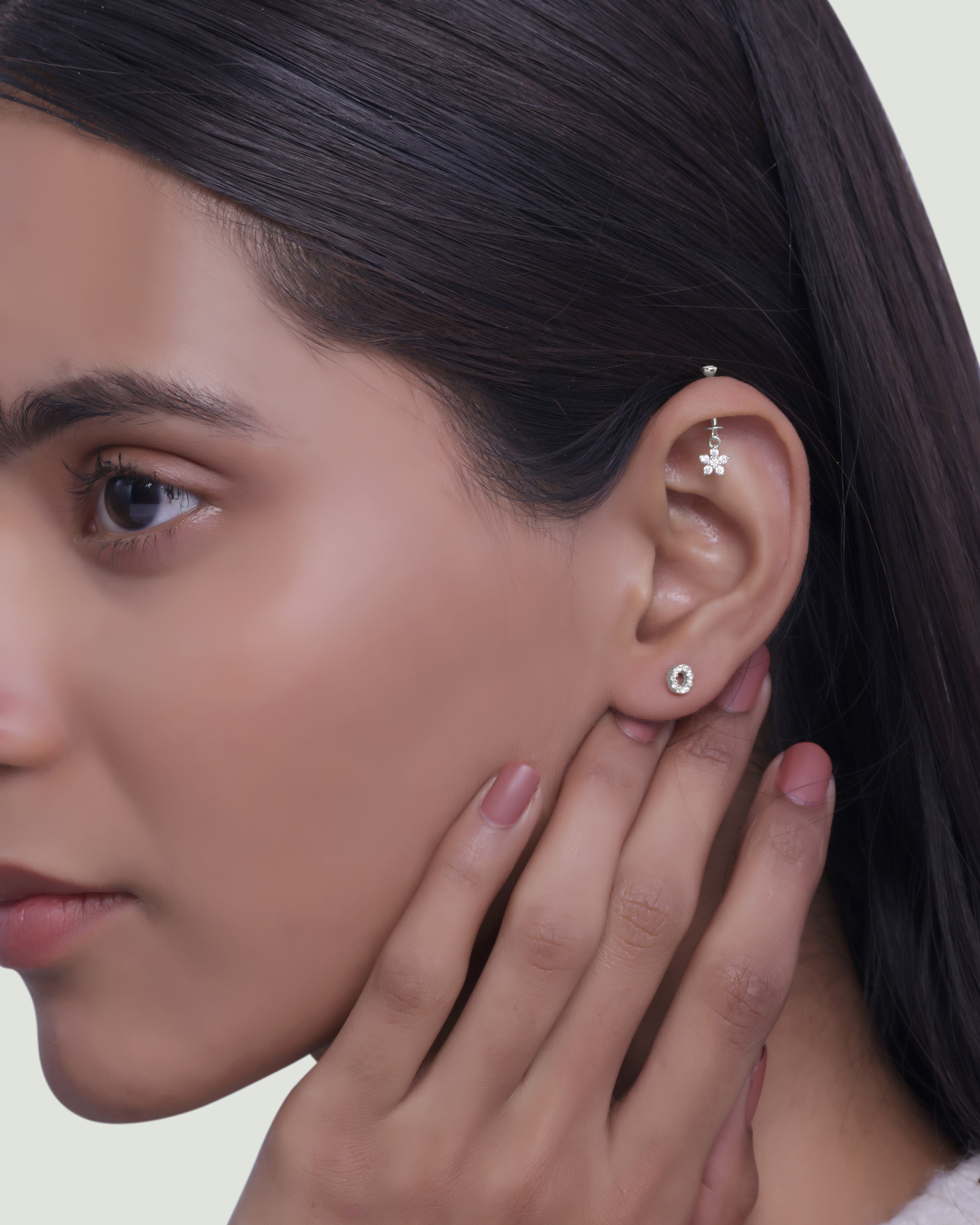 Zircon Circle Hollow Stud Earrings