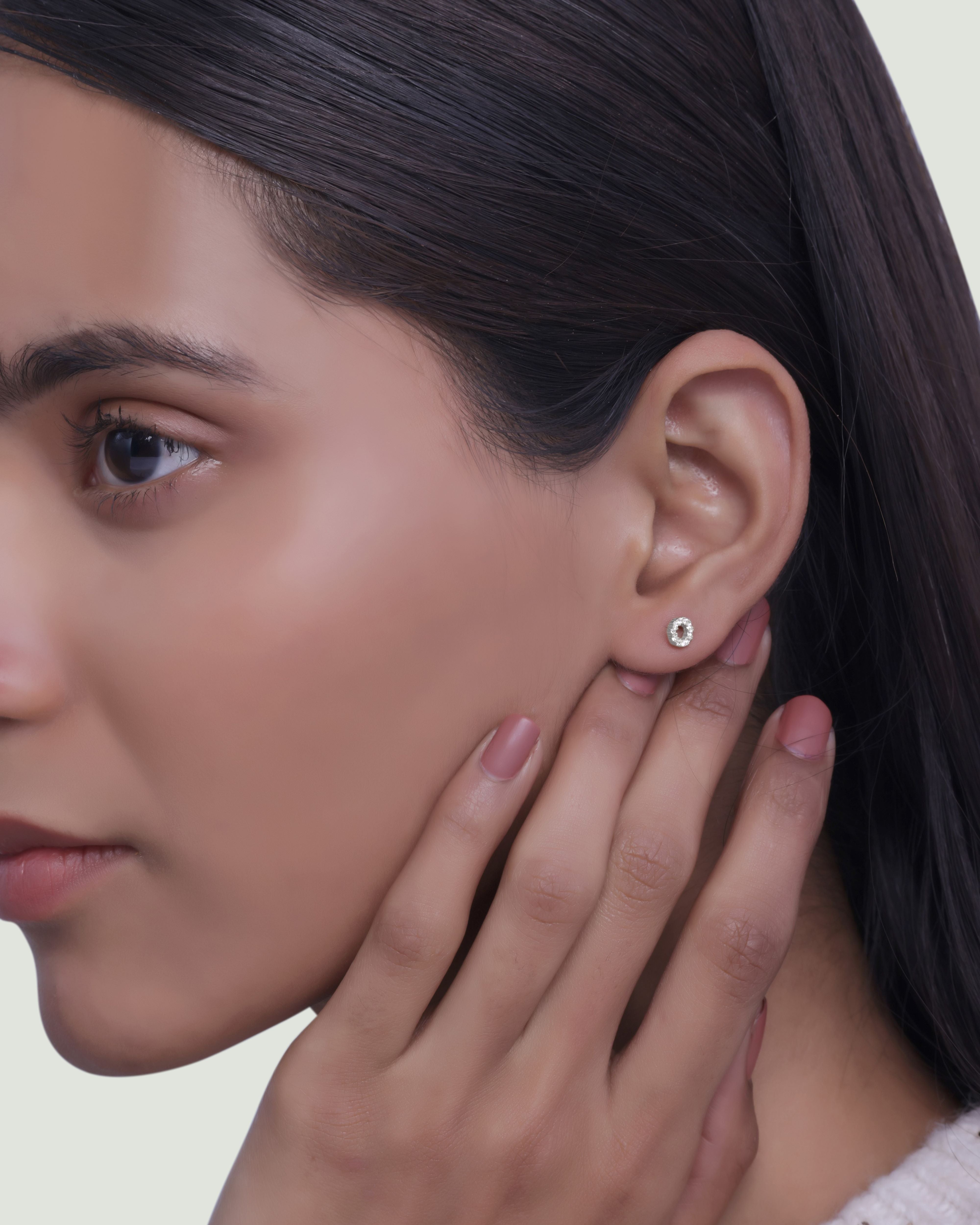 Zircon Circle Hollow Stud Earrings