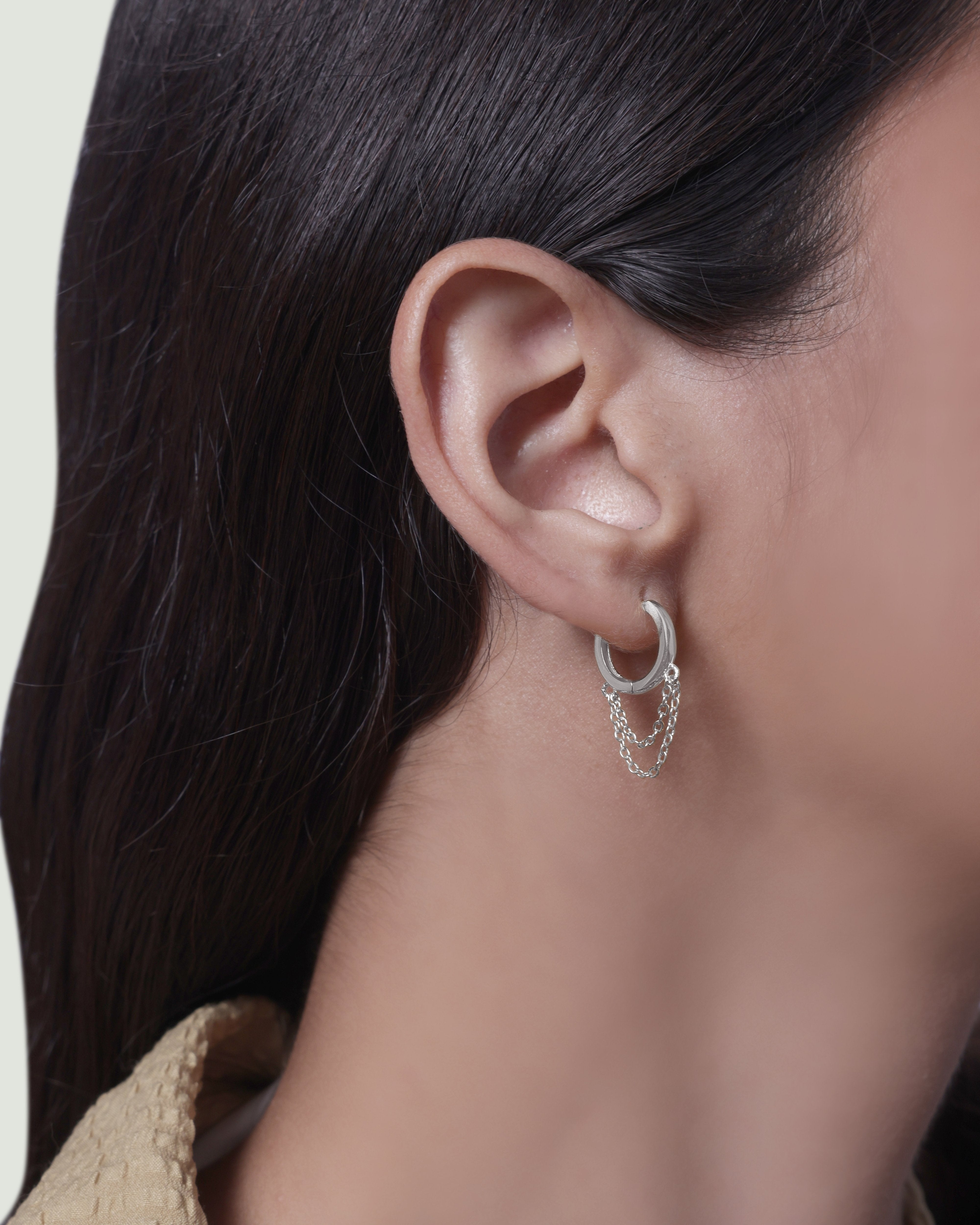 Chain Dangler Hoop Earrings