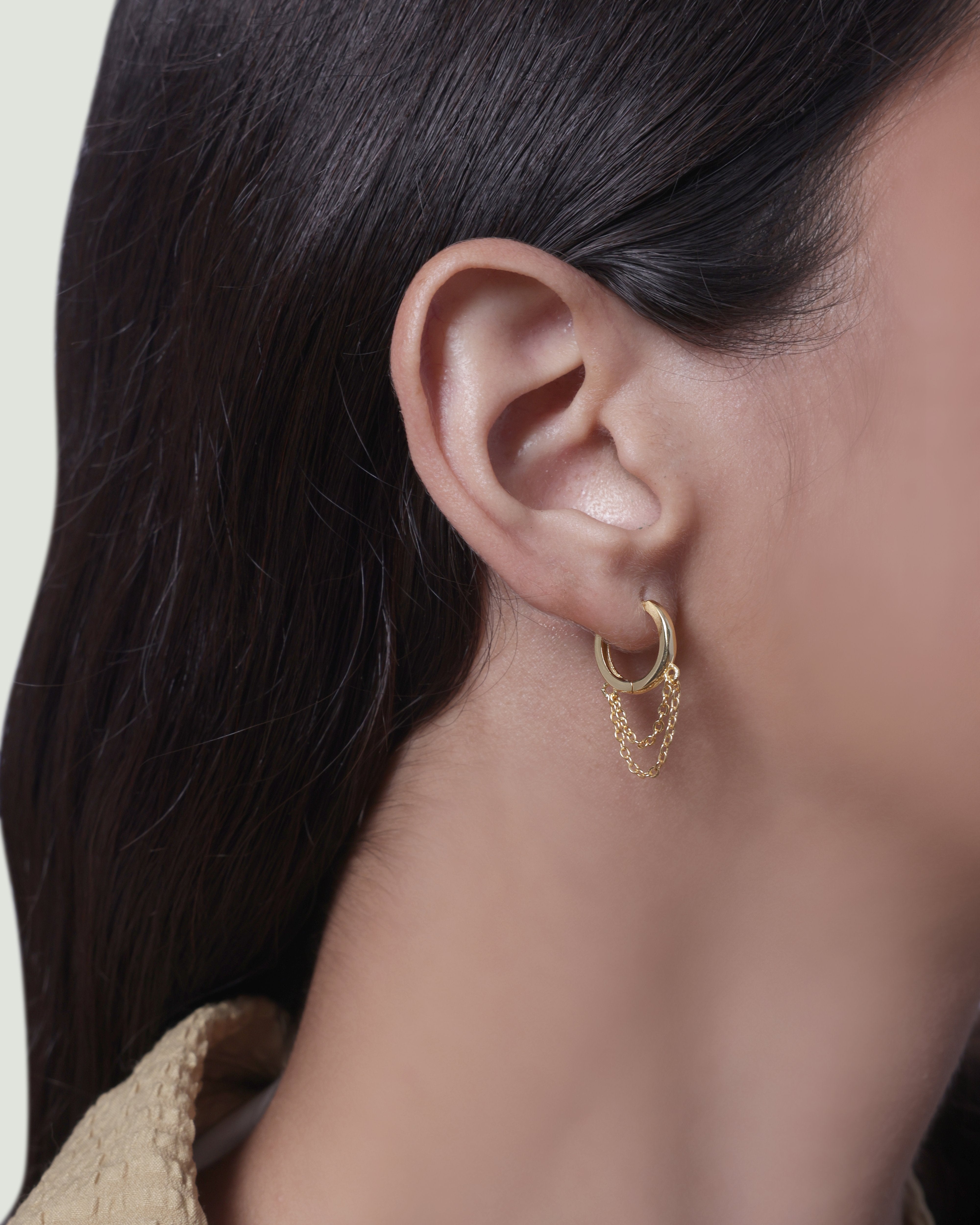 Chain Dangler Hoop Earrings