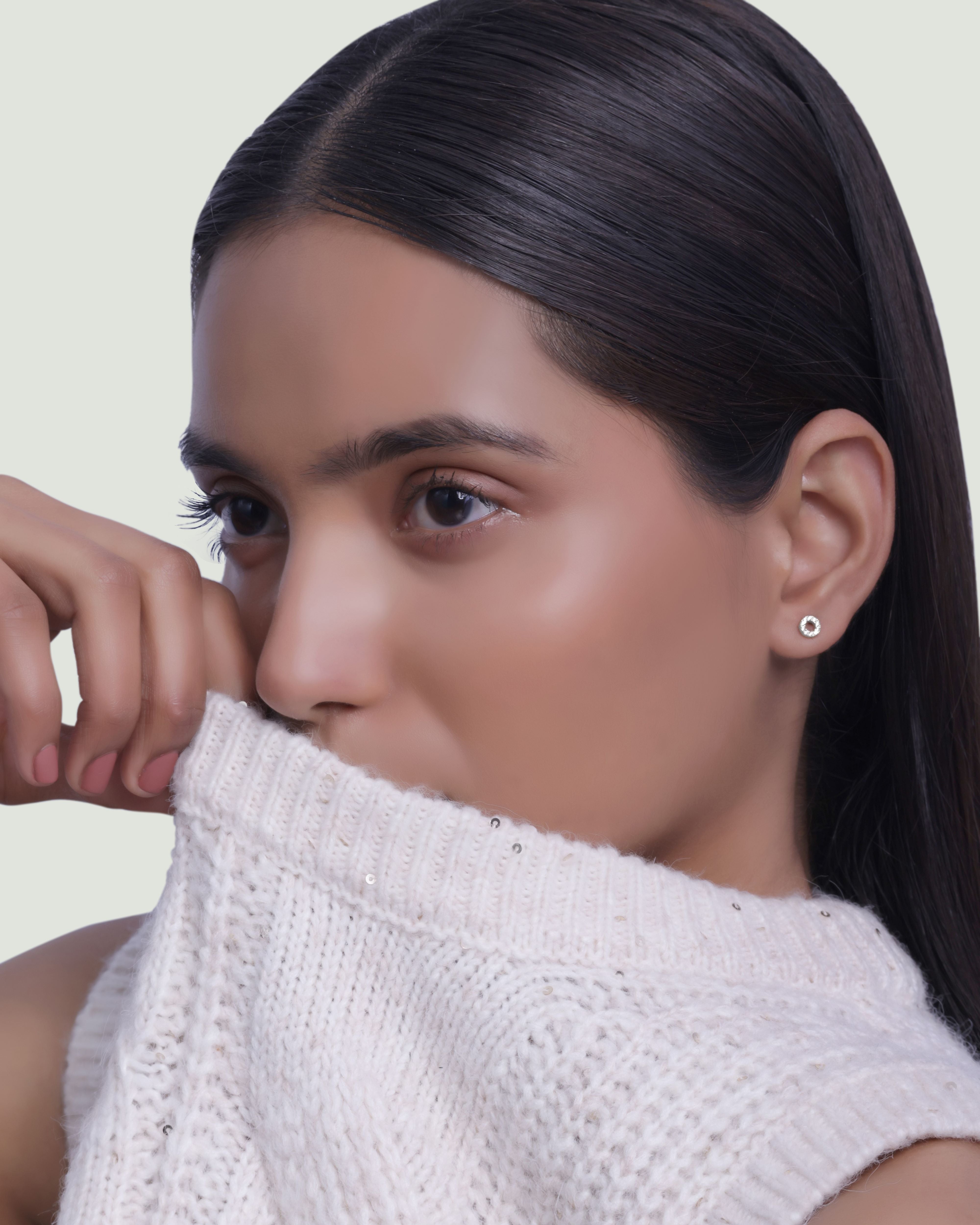 Zircon Circle Hollow Stud Earrings