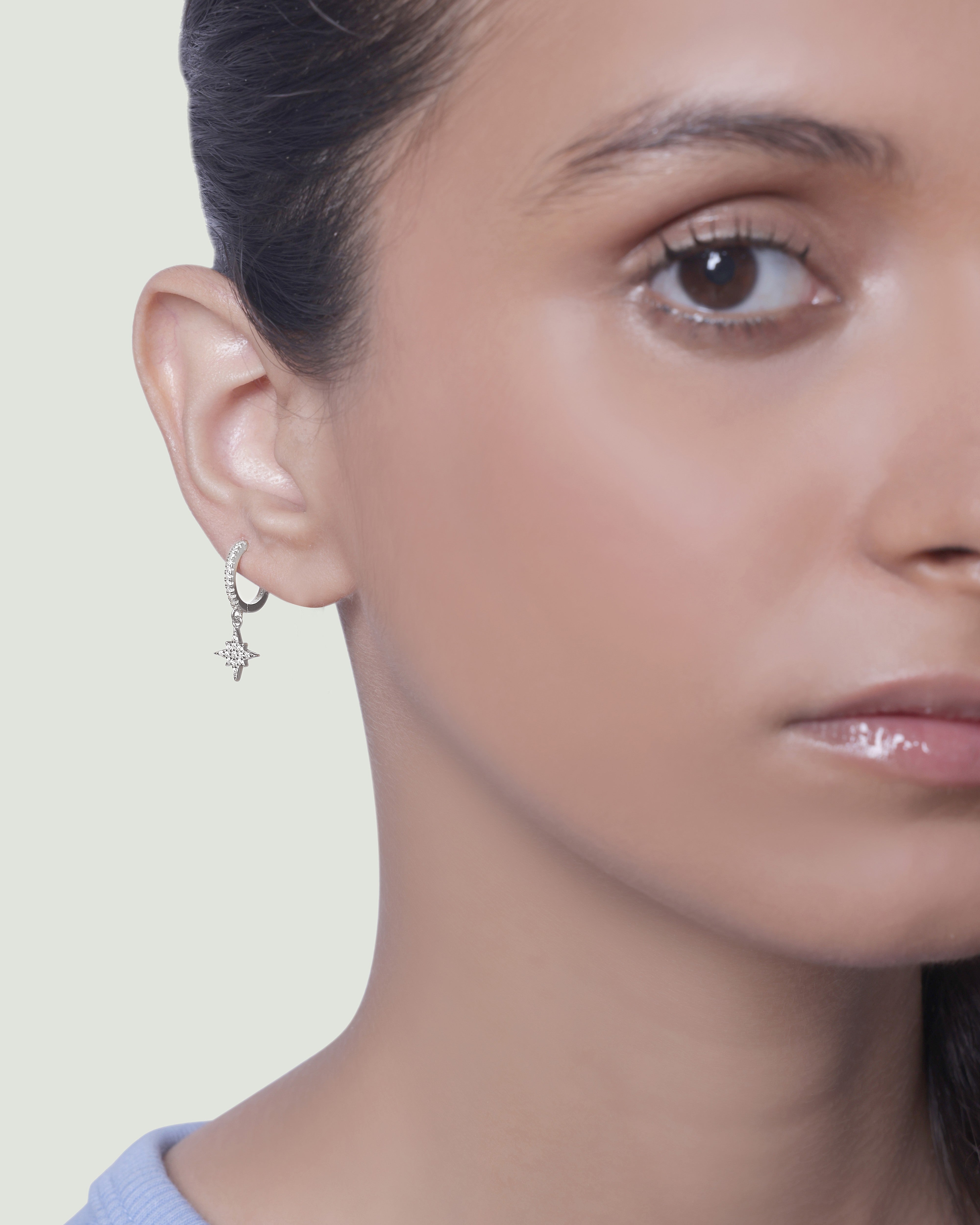 Moon Star Charm Hoop Earrings