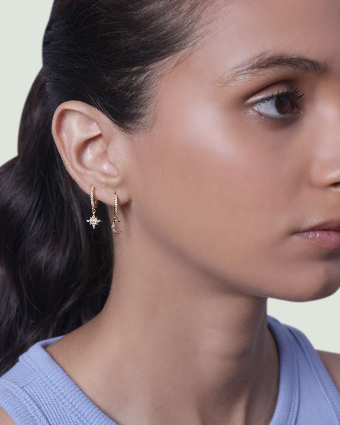 Moon Star Charm Hoop Earrings