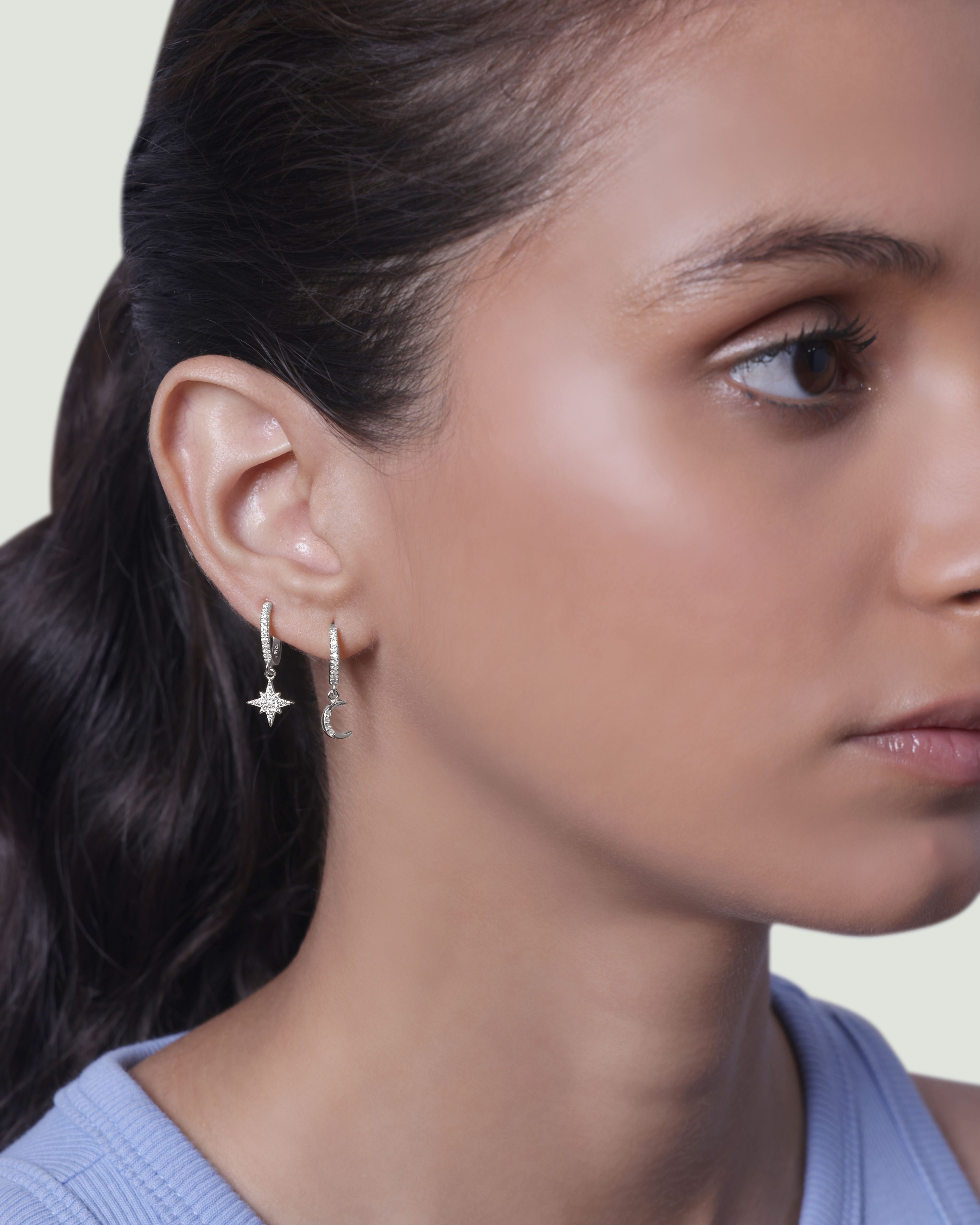 Moon Star Charm Hoop Earrings