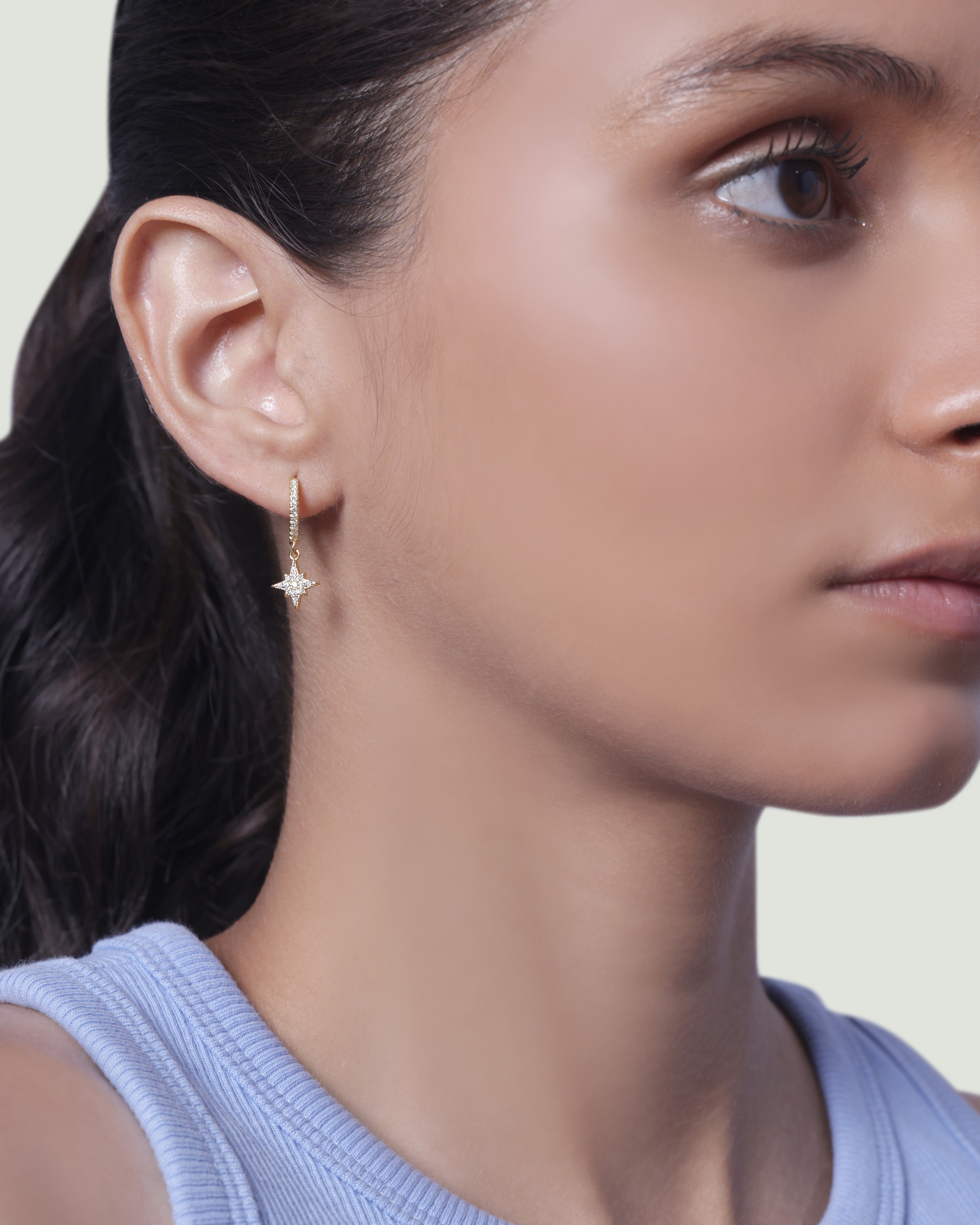 Moon Star Charm Hoop Earrings