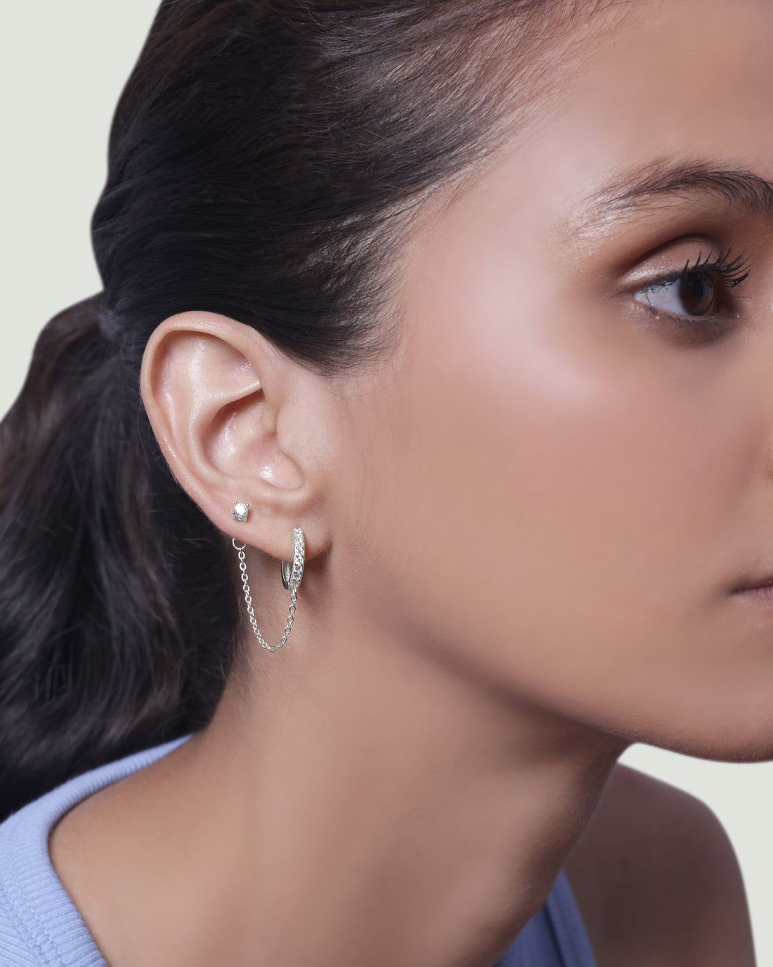 Claw Hoop Connector Chain Earrings