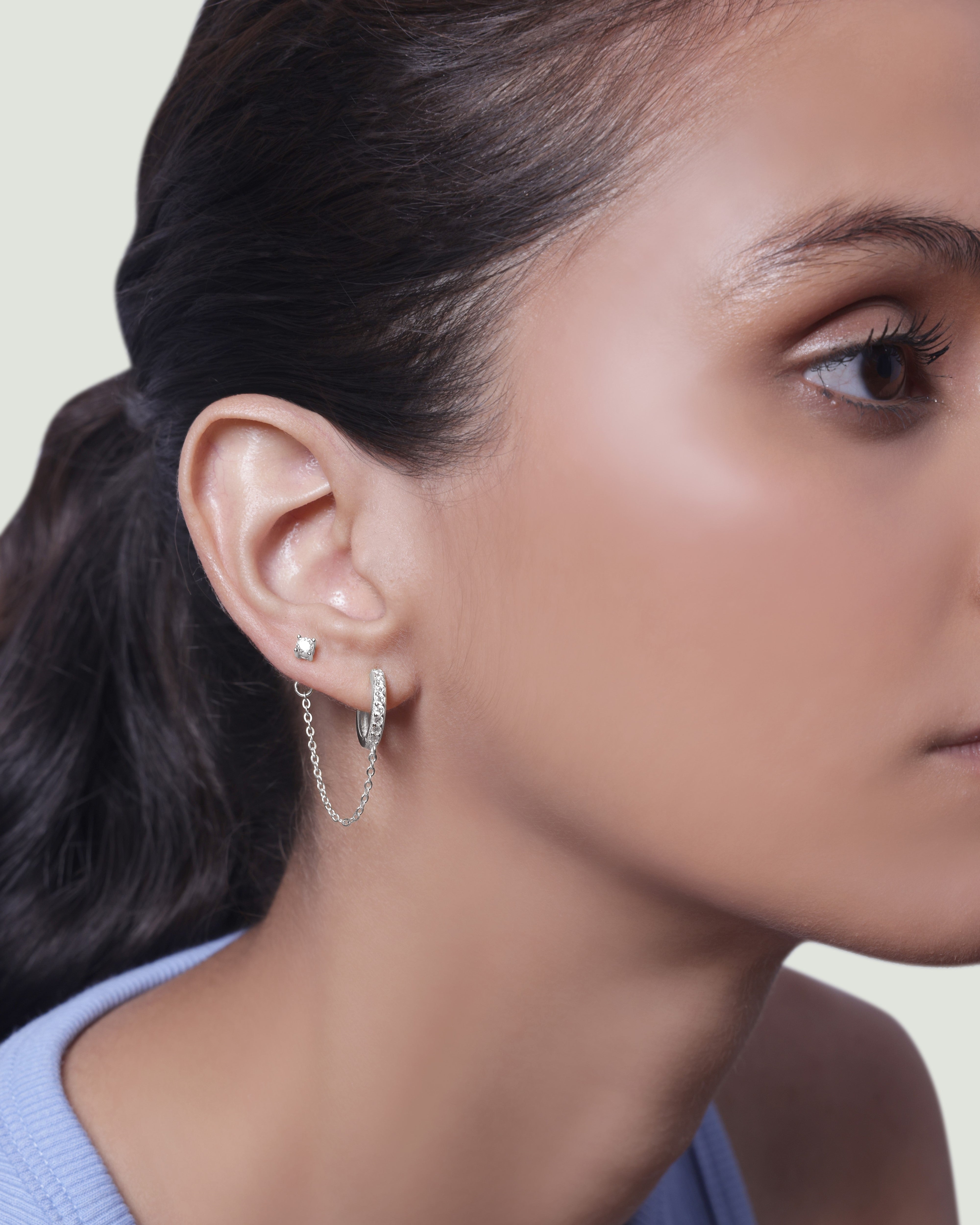 Claw Hoop Connector Chain Earrings