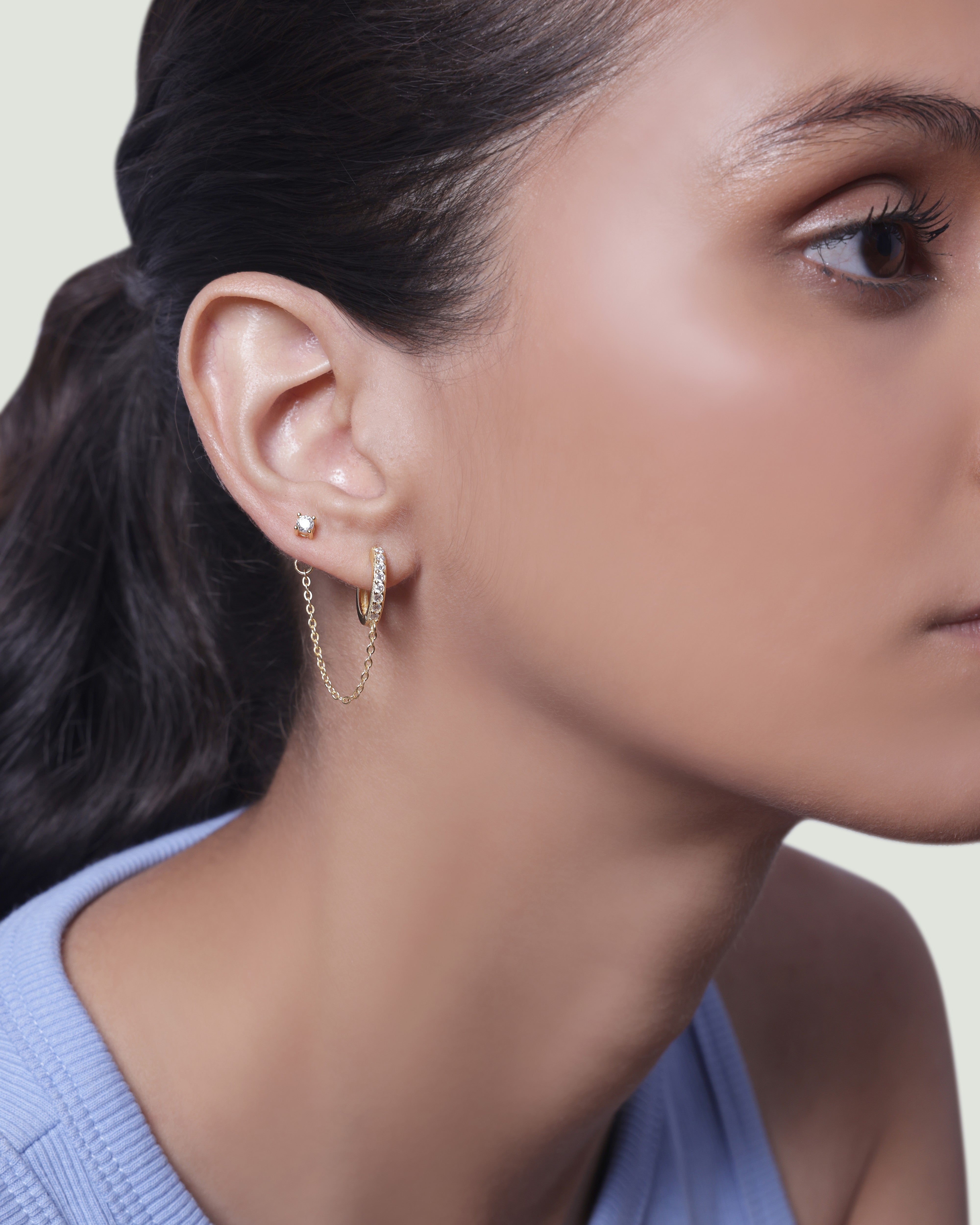 Claw Hoop Connector Chain Earrings