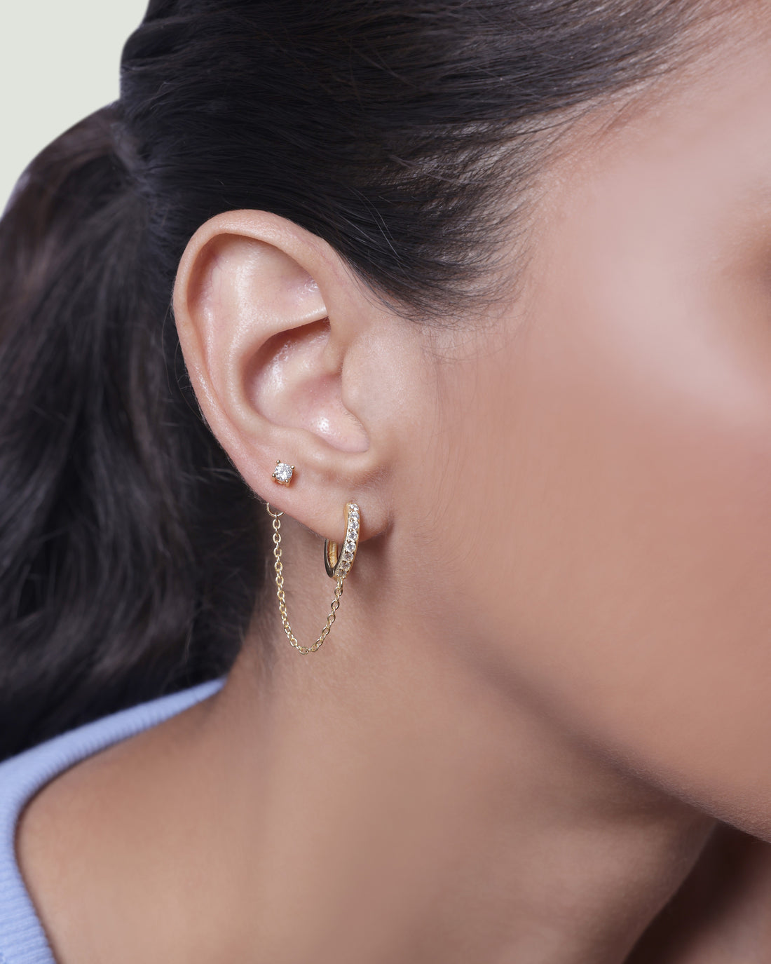 Claw Hoop Connector Chain Earrings