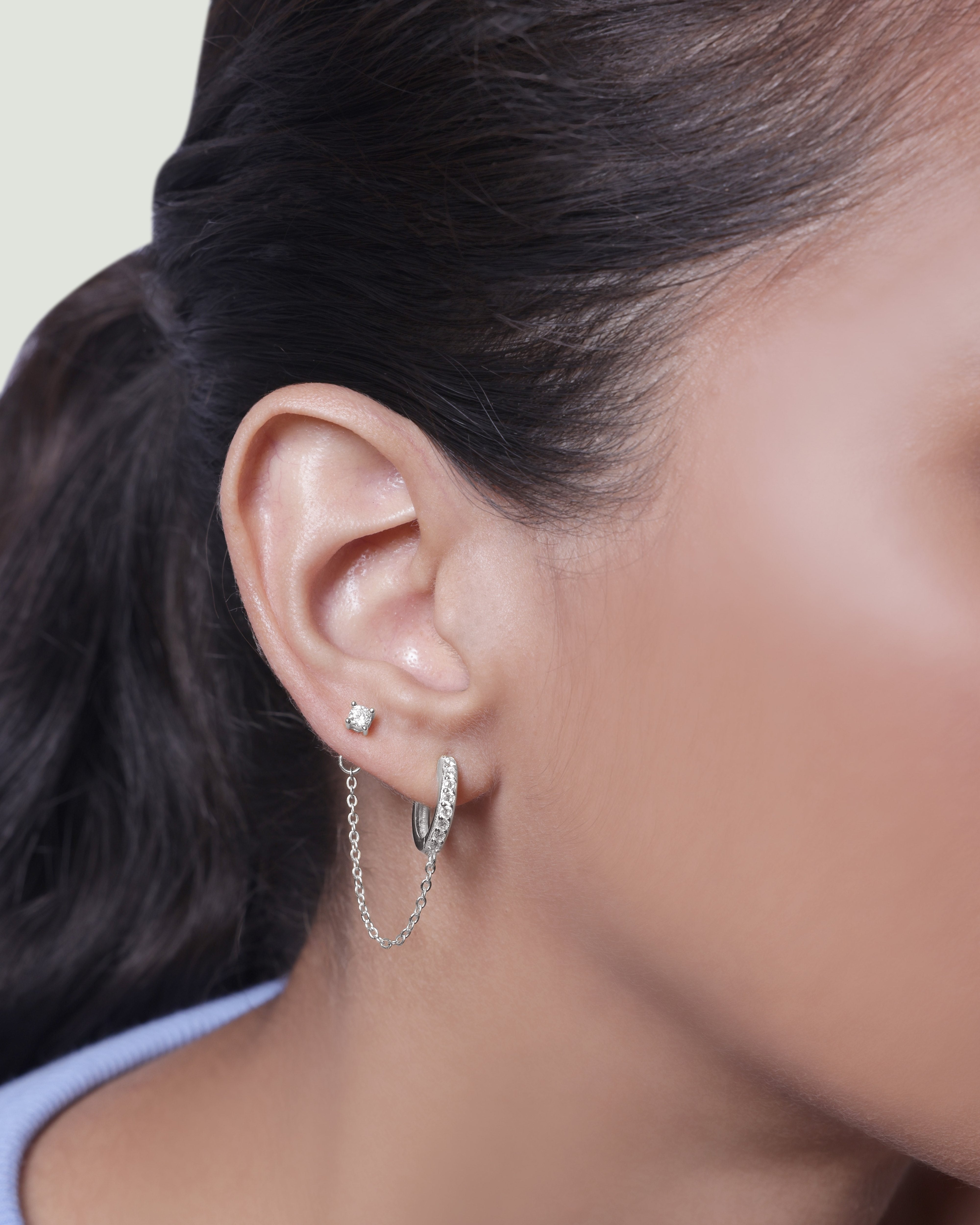 Claw Hoop Connector Chain Earrings