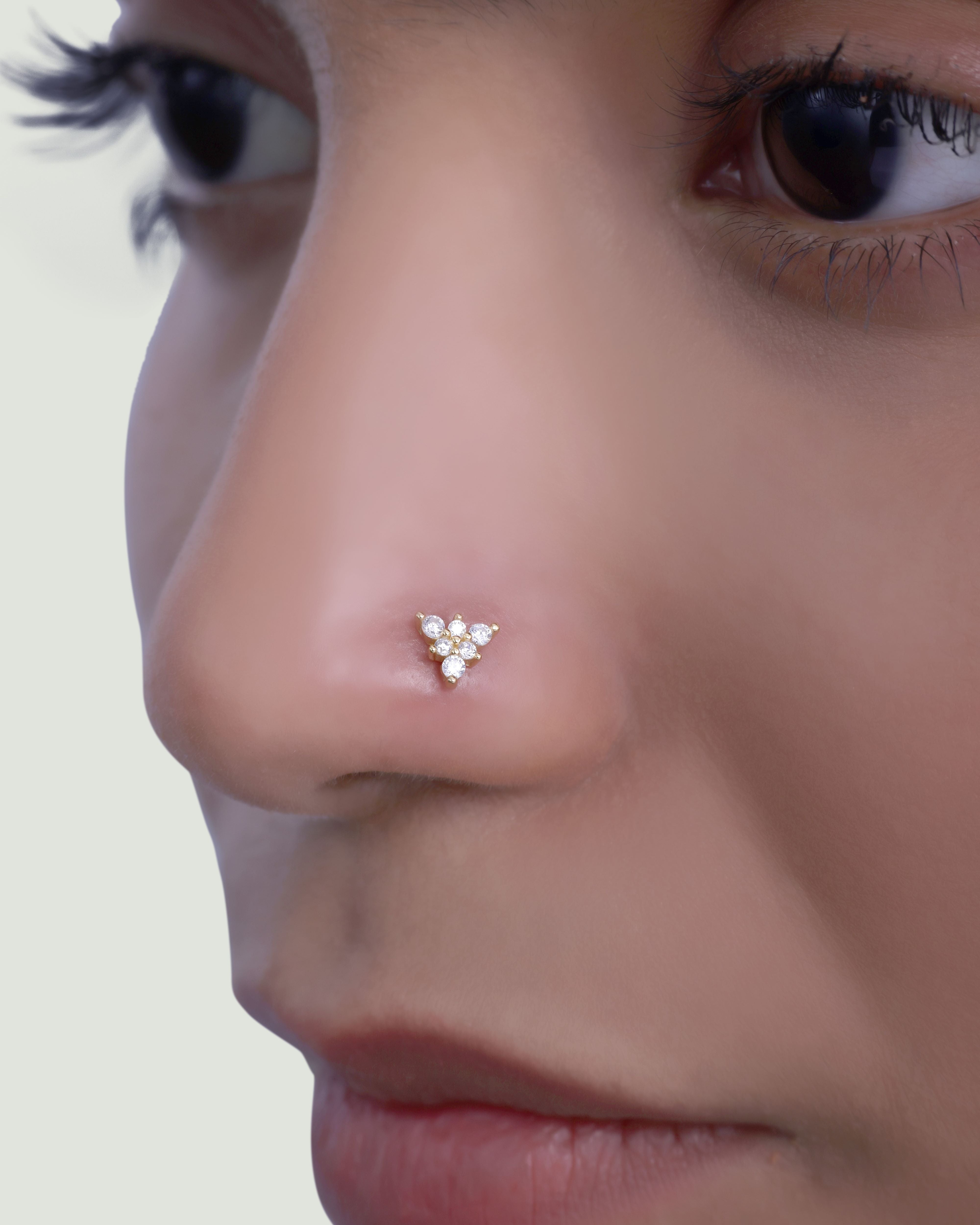 Tri Zirconia Nose Pin